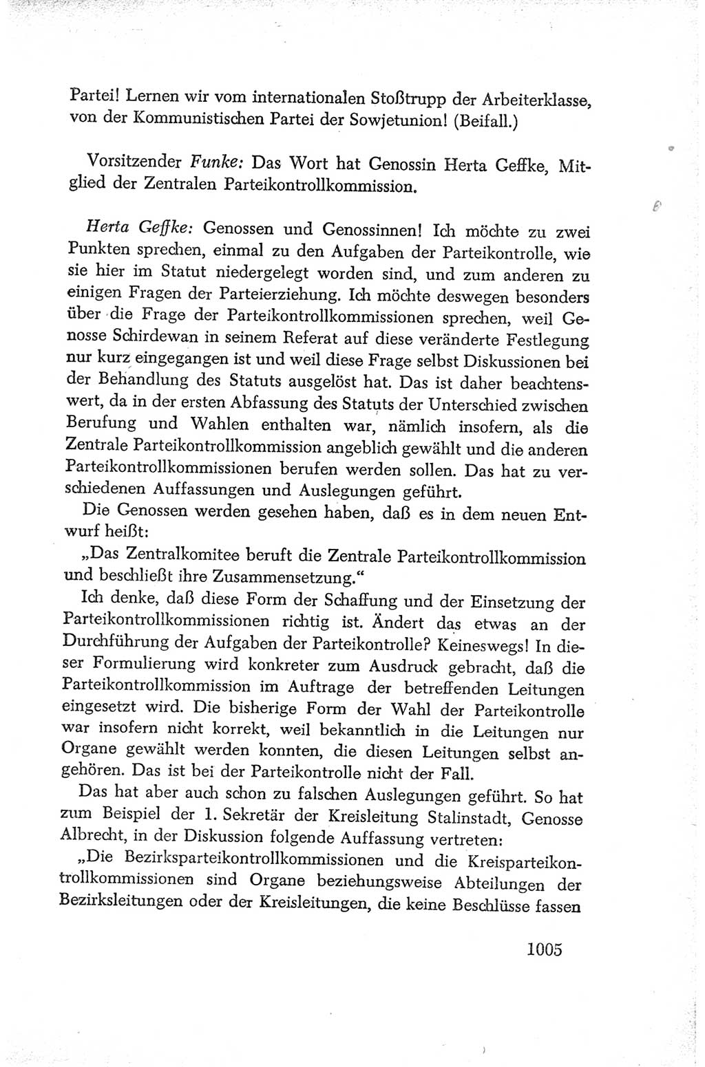 Protokoll der Verhandlungen des Ⅳ. Parteitages der Sozialistischen Einheitspartei Deutschlands (SED) [Deutsche Demokratische Republik (DDR)] 1954, Seite 1005