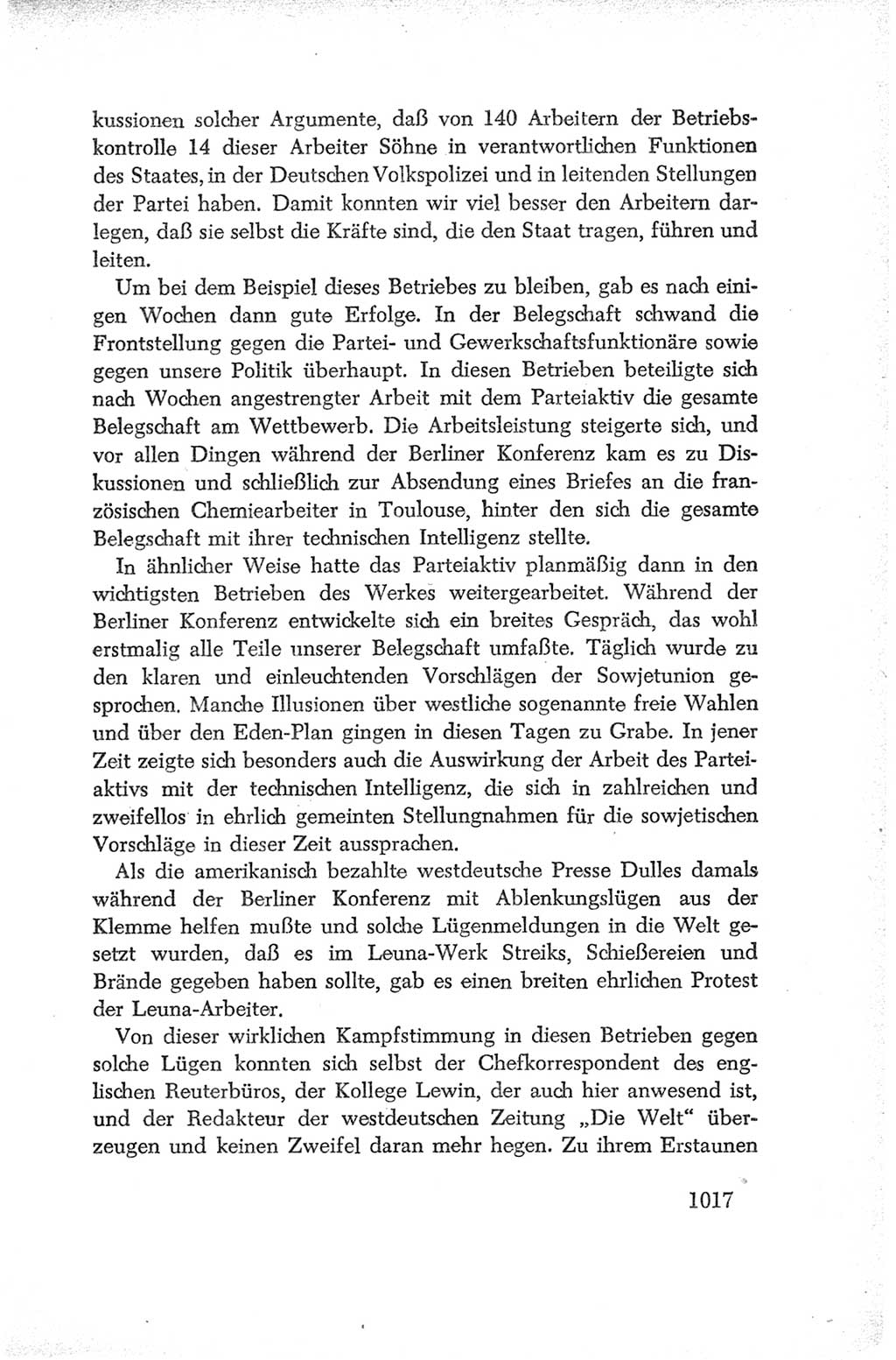 Protokoll der Verhandlungen des Ⅳ. Parteitages der Sozialistischen Einheitspartei Deutschlands (SED) [Deutsche Demokratische Republik (DDR)] 1954, Seite 1017