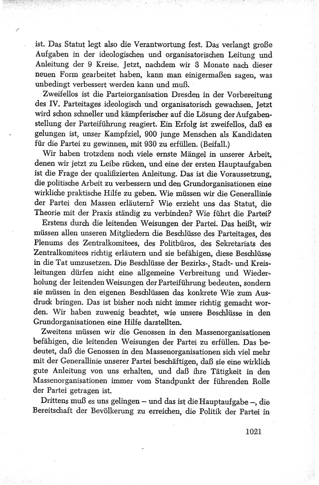 Protokoll der Verhandlungen des Ⅳ. Parteitages der Sozialistischen Einheitspartei Deutschlands (SED) [Deutsche Demokratische Republik (DDR)] 1954, Seite 1021