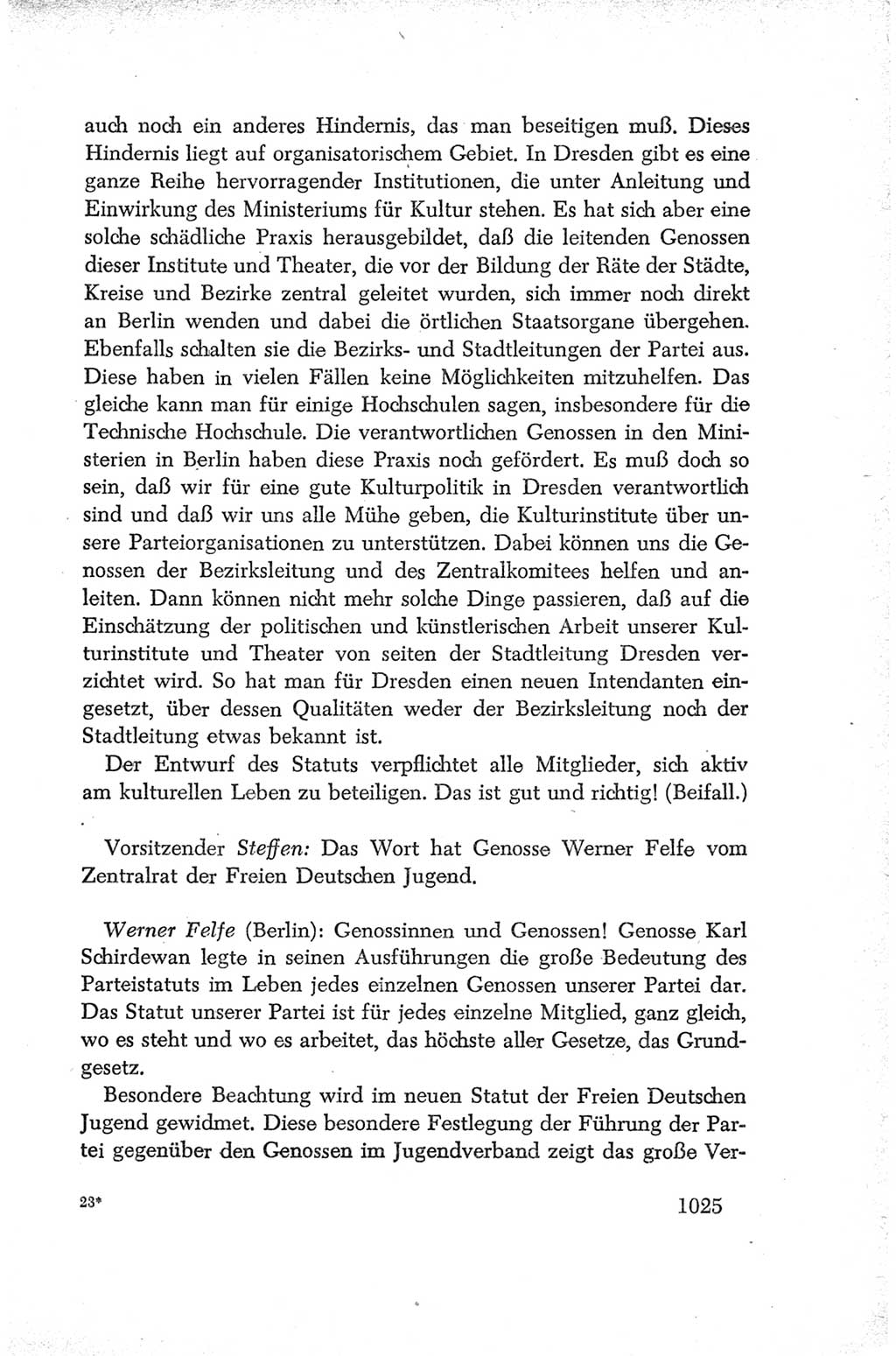 Protokoll der Verhandlungen des Ⅳ. Parteitages der Sozialistischen Einheitspartei Deutschlands (SED) [Deutsche Demokratische Republik (DDR)] 1954, Seite 1025