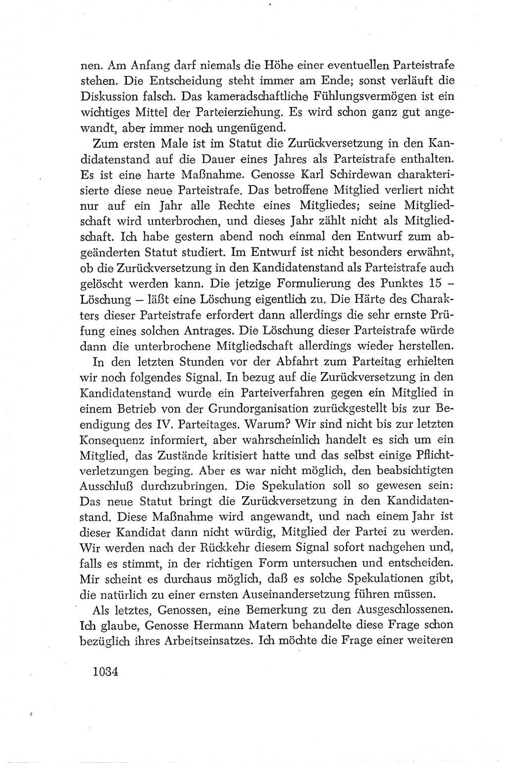 Protokoll der Verhandlungen des Ⅳ. Parteitages der Sozialistischen Einheitspartei Deutschlands (SED) [Deutsche Demokratische Republik (DDR)] 1954, Seite 1034