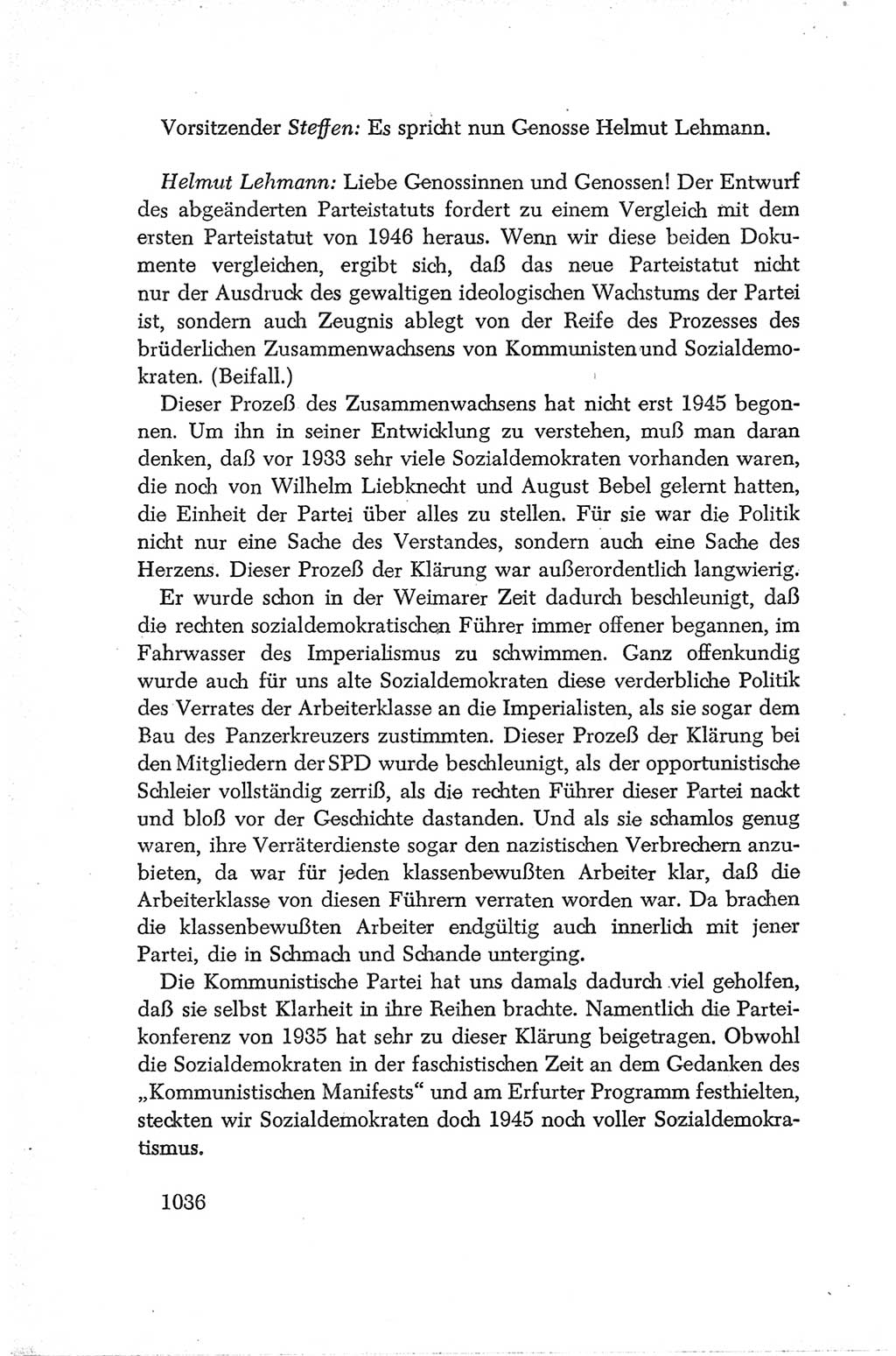 Protokoll der Verhandlungen des Ⅳ. Parteitages der Sozialistischen Einheitspartei Deutschlands (SED) [Deutsche Demokratische Republik (DDR)] 1954, Seite 1036