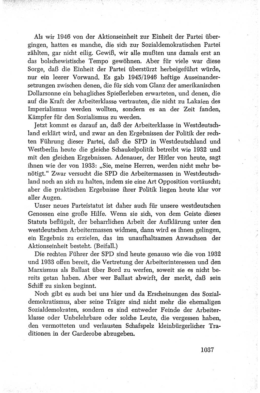 Protokoll der Verhandlungen des Ⅳ. Parteitages der Sozialistischen Einheitspartei Deutschlands (SED) [Deutsche Demokratische Republik (DDR)] 1954, Seite 1037