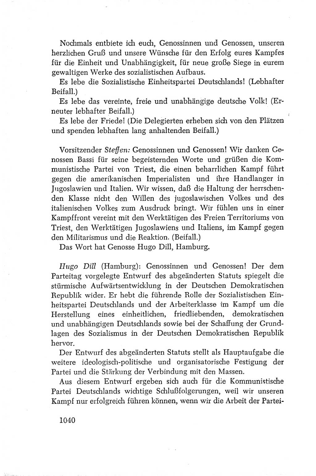 Protokoll der Verhandlungen des Ⅳ. Parteitages der Sozialistischen Einheitspartei Deutschlands (SED) [Deutsche Demokratische Republik (DDR)] 1954, Seite 1040