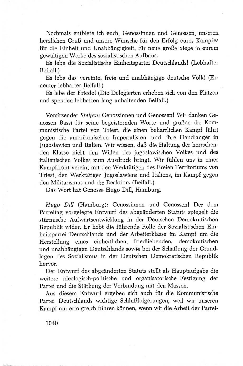 Protokoll der Verhandlungen des Ⅳ. Parteitages der Sozialistischen Einheitspartei Deutschlands (SED) [Deutsche Demokratische Republik (DDR)] 1954, Seite 1040