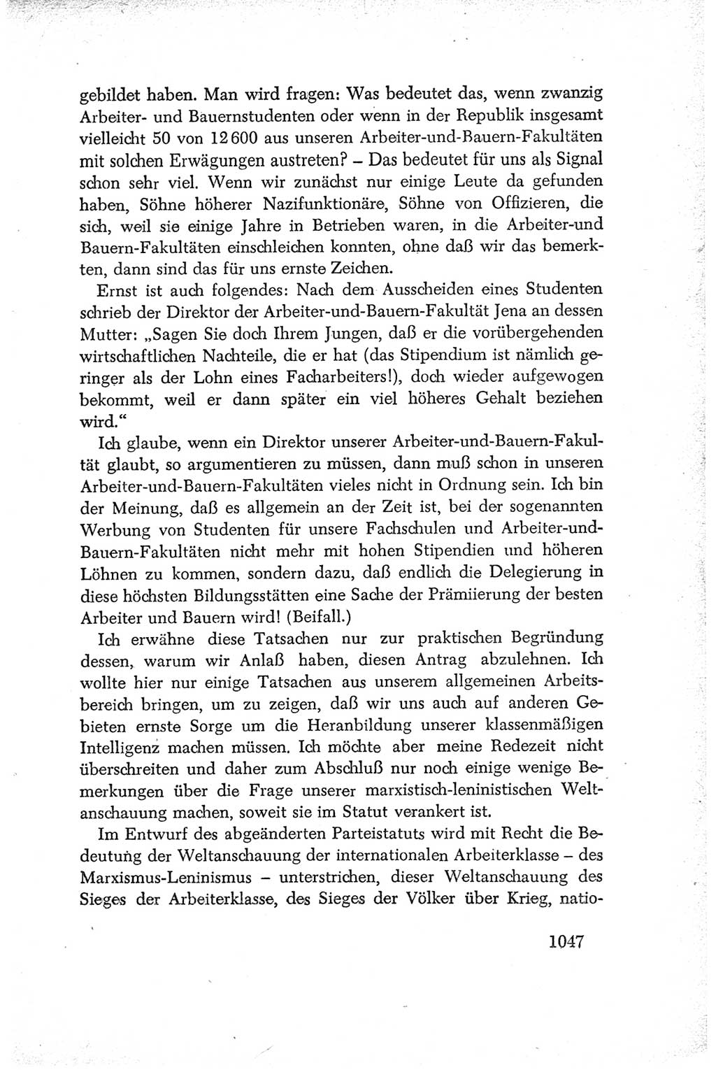 Protokoll der Verhandlungen des Ⅳ. Parteitages der Sozialistischen Einheitspartei Deutschlands (SED) [Deutsche Demokratische Republik (DDR)] 1954, Seite 1047