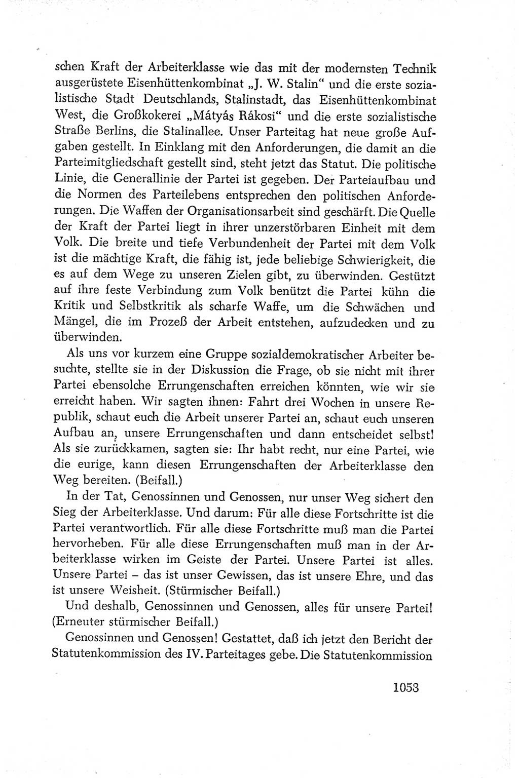 Protokoll der Verhandlungen des Ⅳ. Parteitages der Sozialistischen Einheitspartei Deutschlands (SED) [Deutsche Demokratische Republik (DDR)] 1954, Seite 1053