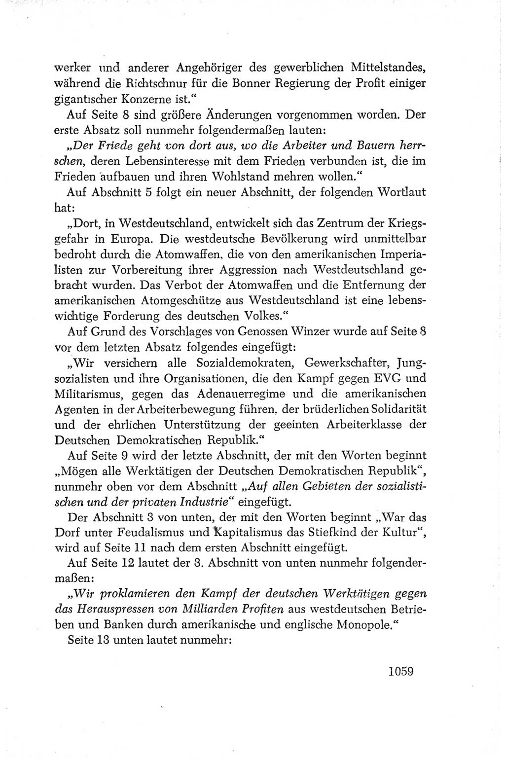 Protokoll der Verhandlungen des Ⅳ. Parteitages der Sozialistischen Einheitspartei Deutschlands (SED) [Deutsche Demokratische Republik (DDR)] 1954, Seite 1059