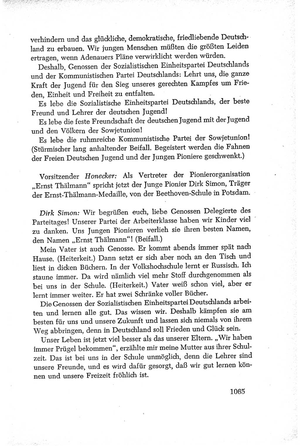 Protokoll der Verhandlungen des Ⅳ. Parteitages der Sozialistischen Einheitspartei Deutschlands (SED) [Deutsche Demokratische Republik (DDR)] 1954, Seite 1065