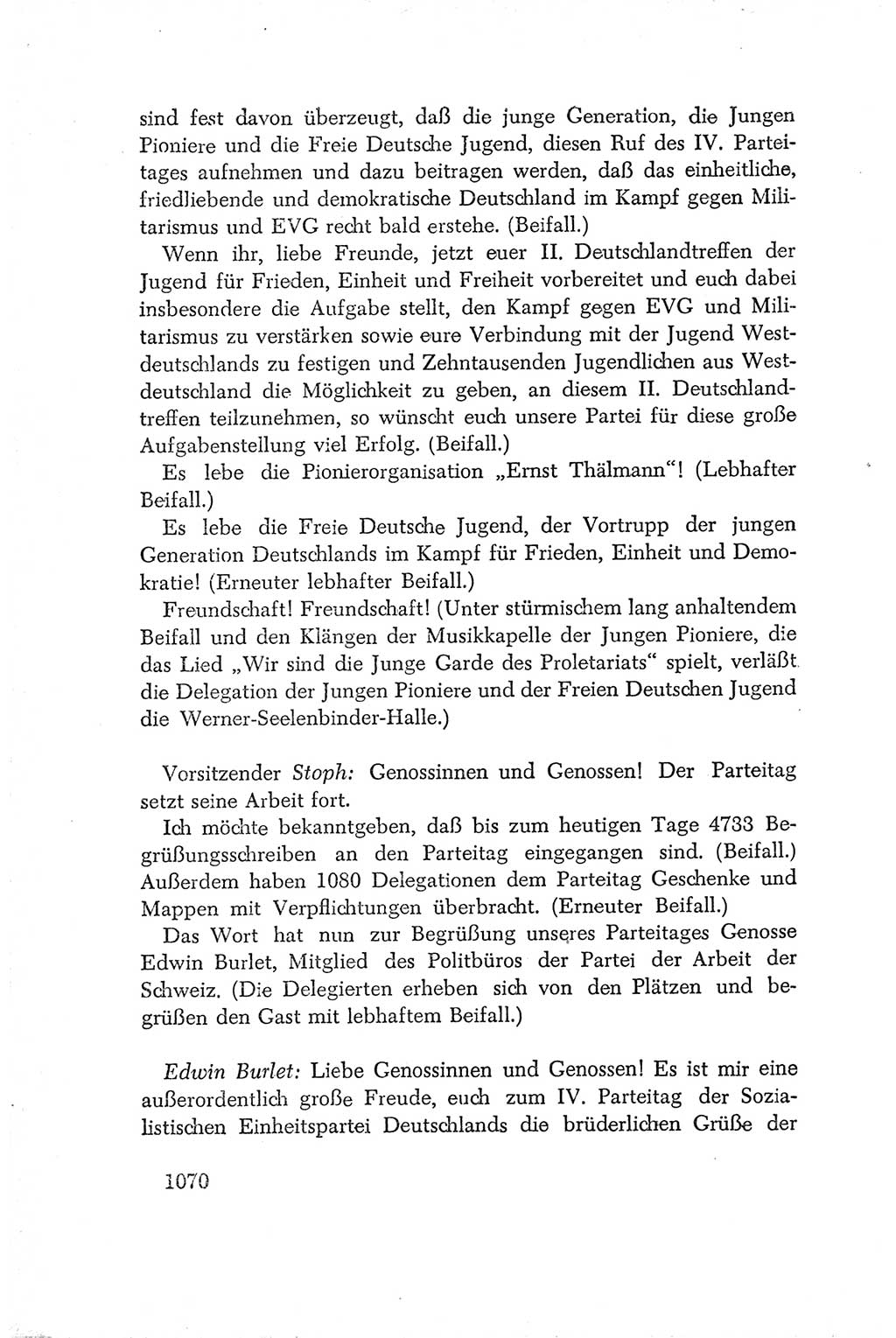 Protokoll der Verhandlungen des Ⅳ. Parteitages der Sozialistischen Einheitspartei Deutschlands (SED) [Deutsche Demokratische Republik (DDR)] 1954, Seite 1070