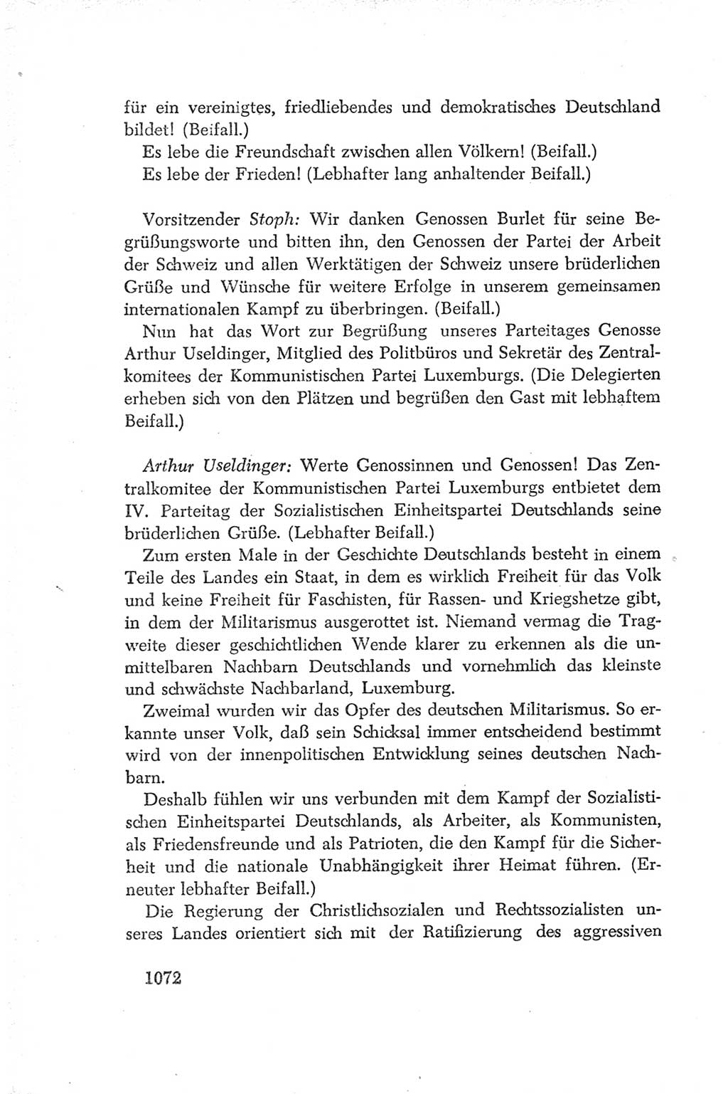 Protokoll der Verhandlungen des Ⅳ. Parteitages der Sozialistischen Einheitspartei Deutschlands (SED) [Deutsche Demokratische Republik (DDR)] 1954, Seite 1072