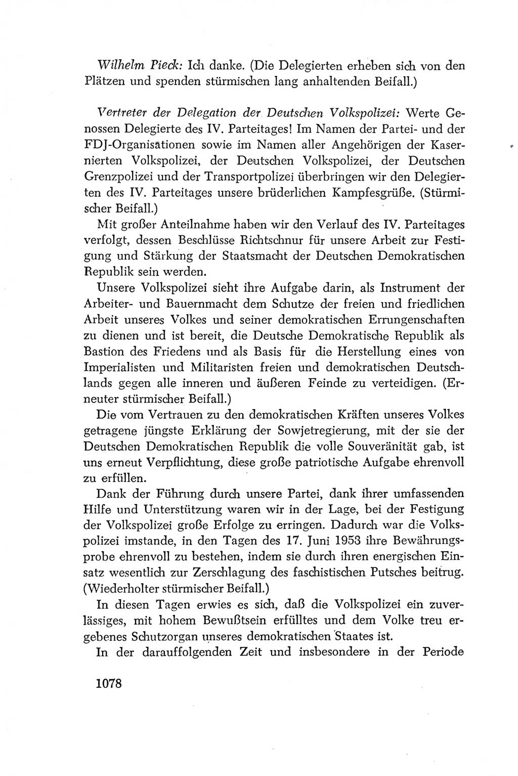 Protokoll der Verhandlungen des Ⅳ. Parteitages der Sozialistischen Einheitspartei Deutschlands (SED) [Deutsche Demokratische Republik (DDR)] 1954, Seite 1078