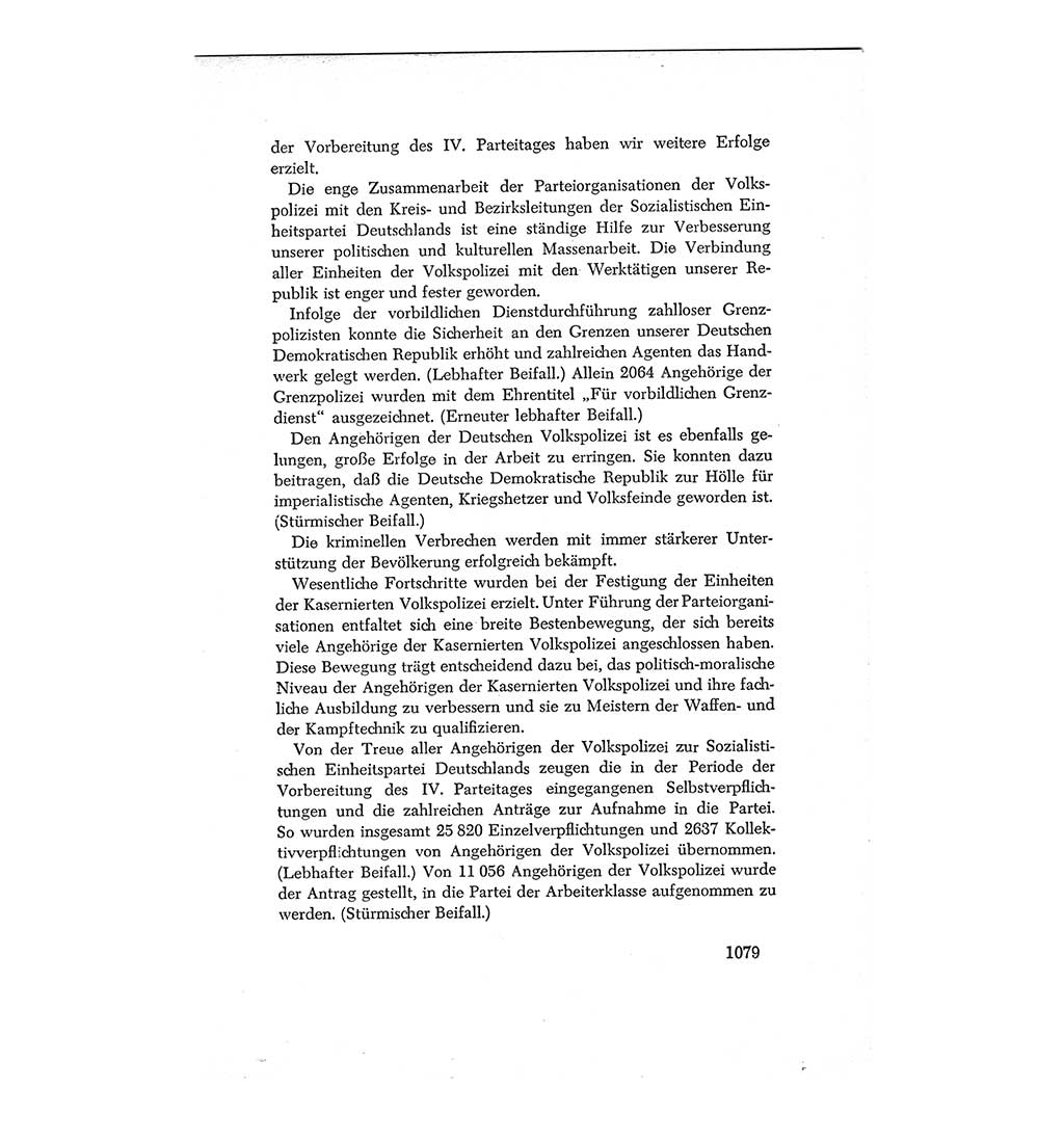 Protokoll der Verhandlungen des Ⅳ. Parteitages der Sozialistischen Einheitspartei Deutschlands (SED) [Deutsche Demokratische Republik (DDR)] 1954, Seite 1079