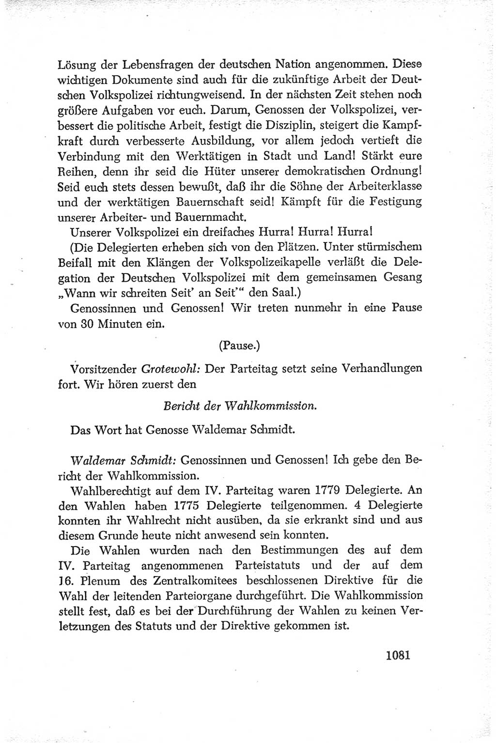 Protokoll der Verhandlungen des Ⅳ. Parteitages der Sozialistischen Einheitspartei Deutschlands (SED) [Deutsche Demokratische Republik (DDR)] 1954, Seite 1081