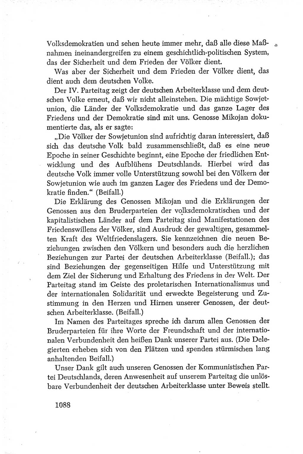 Protokoll der Verhandlungen des Ⅳ. Parteitages der Sozialistischen Einheitspartei Deutschlands (SED) [Deutsche Demokratische Republik (DDR)] 1954, Seite 1088