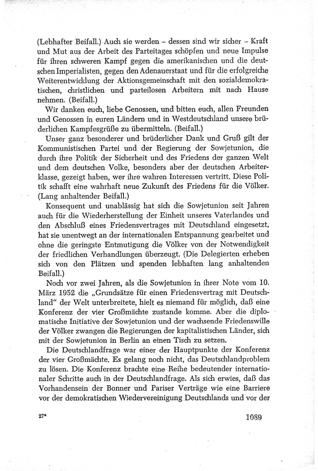 Protokoll der Verhandlungen des Ⅳ. Parteitages der Sozialistischen Einheitspartei Deutschlands (SED) [Deutsche Demokratische Republik (DDR)] 1954, Seite 1089