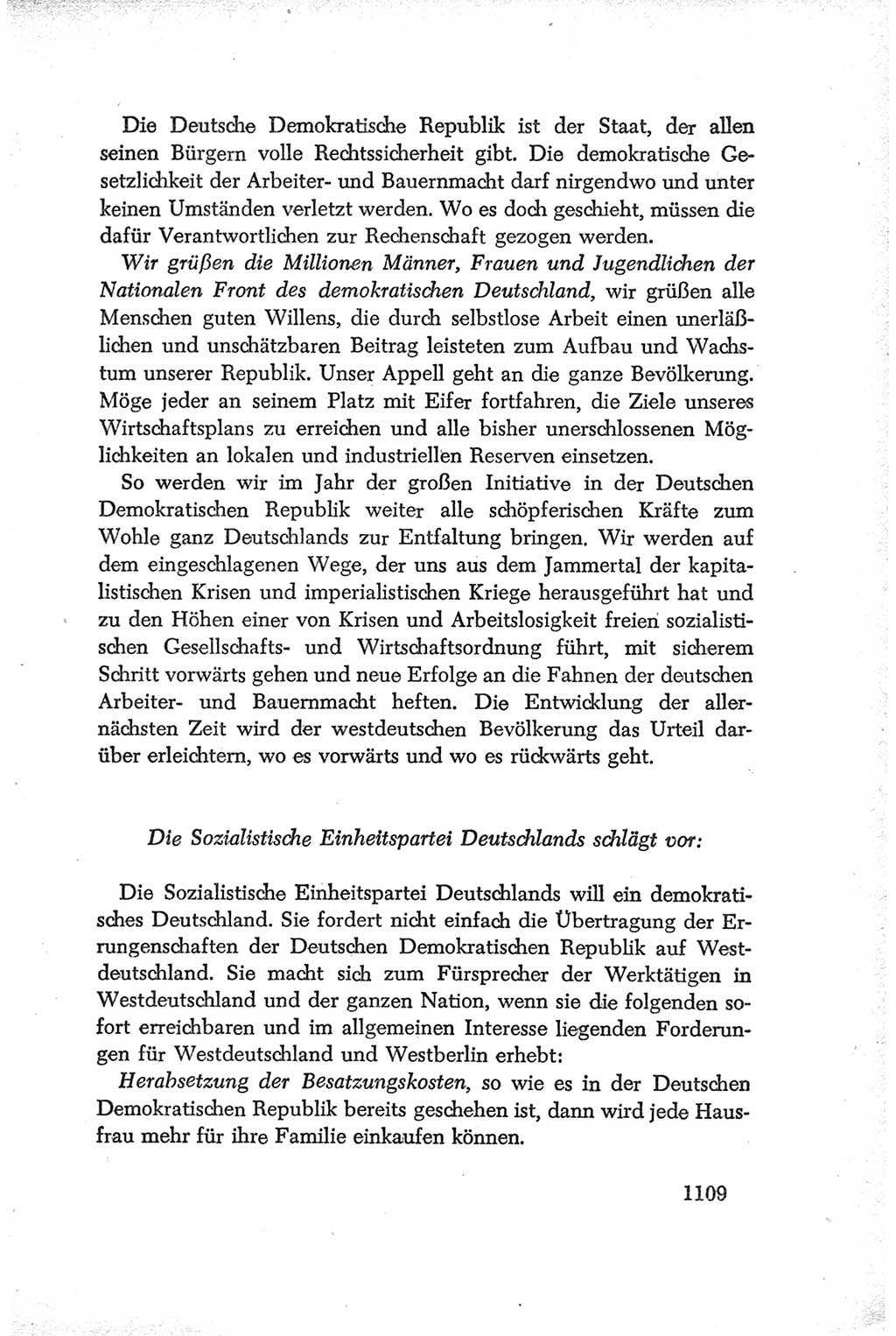 Protokoll der Verhandlungen des Ⅳ. Parteitages der Sozialistischen Einheitspartei Deutschlands (SED) [Deutsche Demokratische Republik (DDR)] 1954, Seite 1109