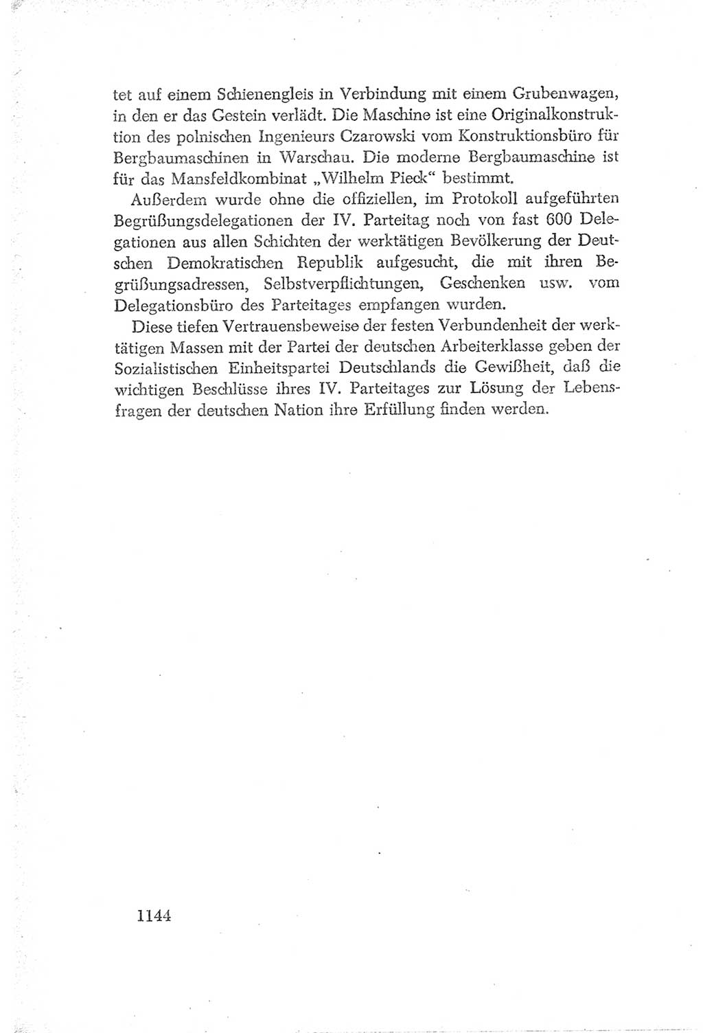 Protokoll der Verhandlungen des Ⅳ. Parteitages der Sozialistischen Einheitspartei Deutschlands (SED) [Deutsche Demokratische Republik (DDR)] 1954, Seite 1144
