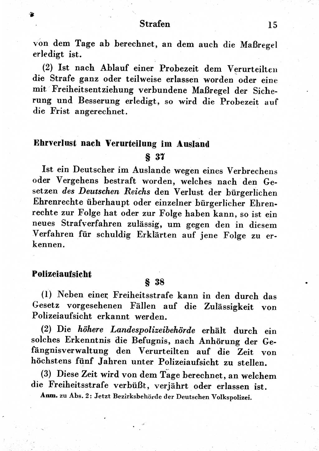 Strafgesetzbuch (StGB) und andere Strafgesetze [Deutsche Demokratische Republik (DDR)] 1954, Seite 15 (StGB Strafges. DDR 1954, S. 15)