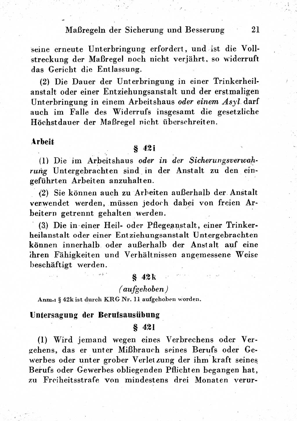 Strafgesetzbuch (StGB) und andere Strafgesetze [Deutsche Demokratische Republik (DDR)] 1954, Seite 21 (StGB Strafges. DDR 1954, S. 21)