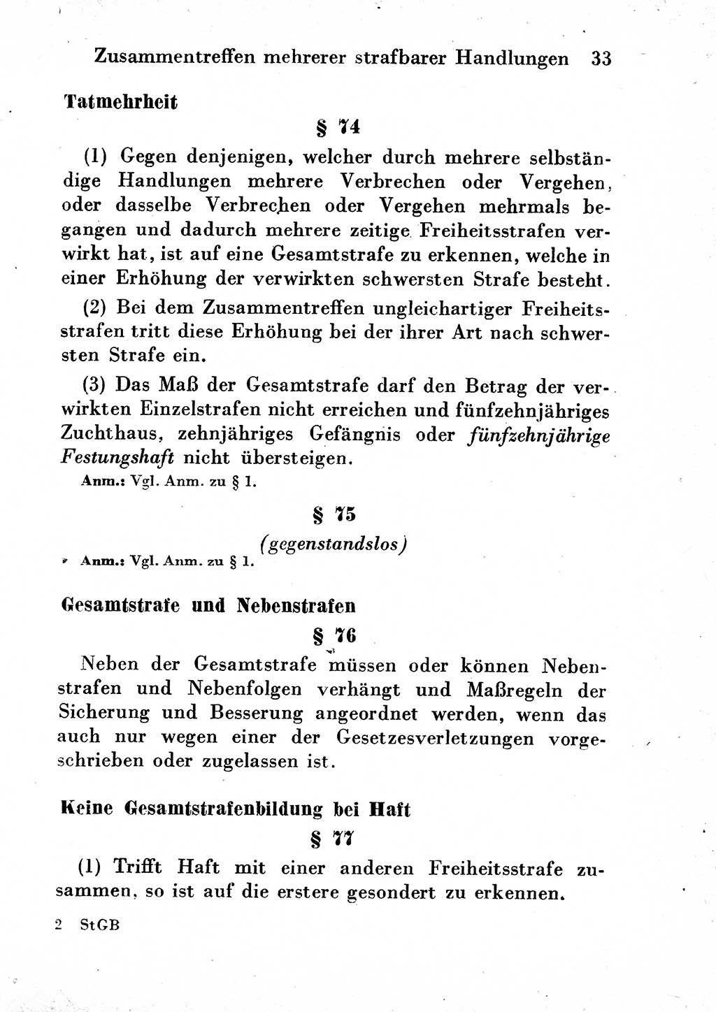 Strafgesetzbuch (StGB) und andere Strafgesetze [Deutsche Demokratische Republik (DDR)] 1954, Seite 33 (StGB Strafges. DDR 1954, S. 33)