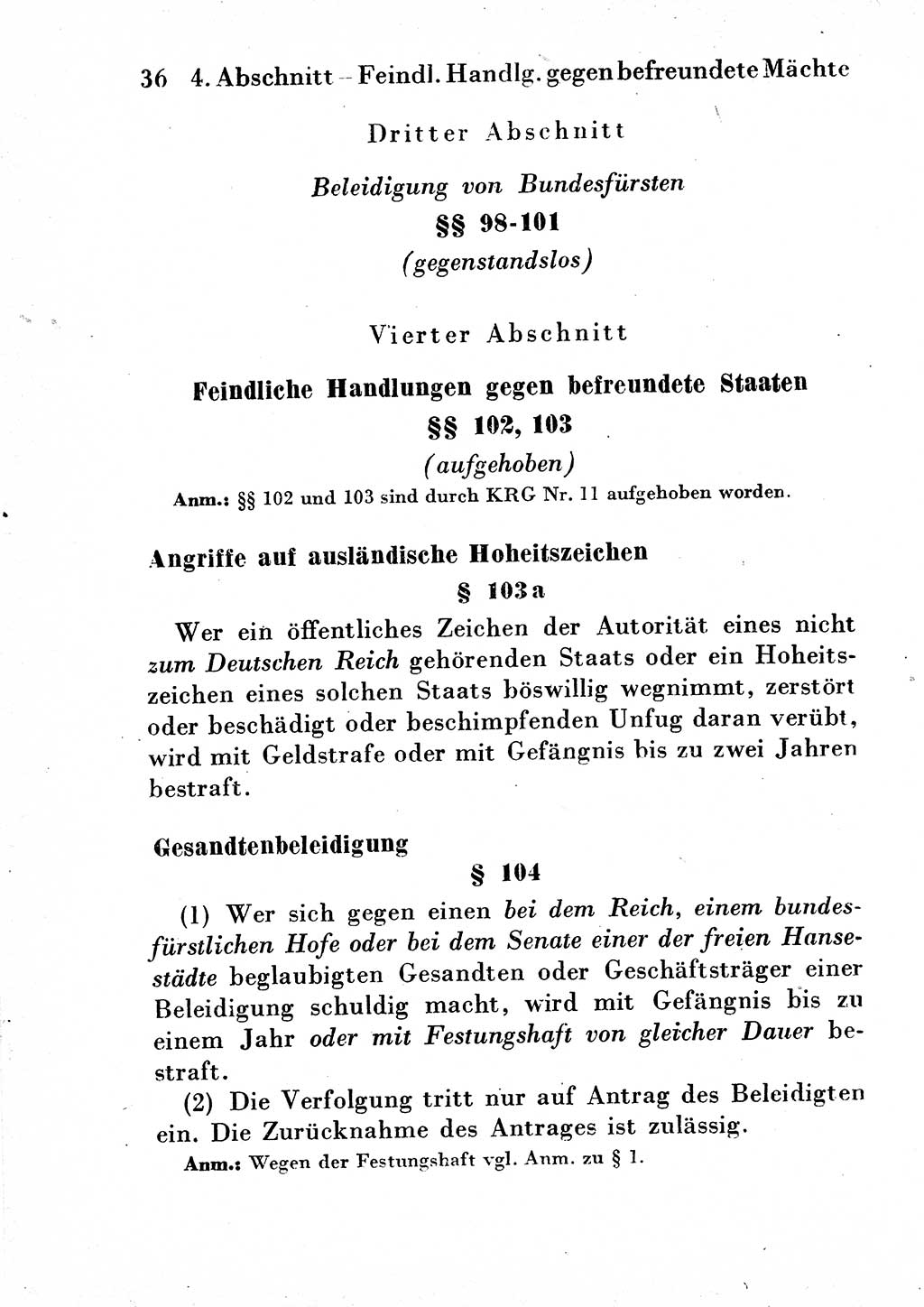 Strafgesetzbuch (StGB) und andere Strafgesetze [Deutsche Demokratische Republik (DDR)] 1954, Seite 36 (StGB Strafges. DDR 1954, S. 36)
