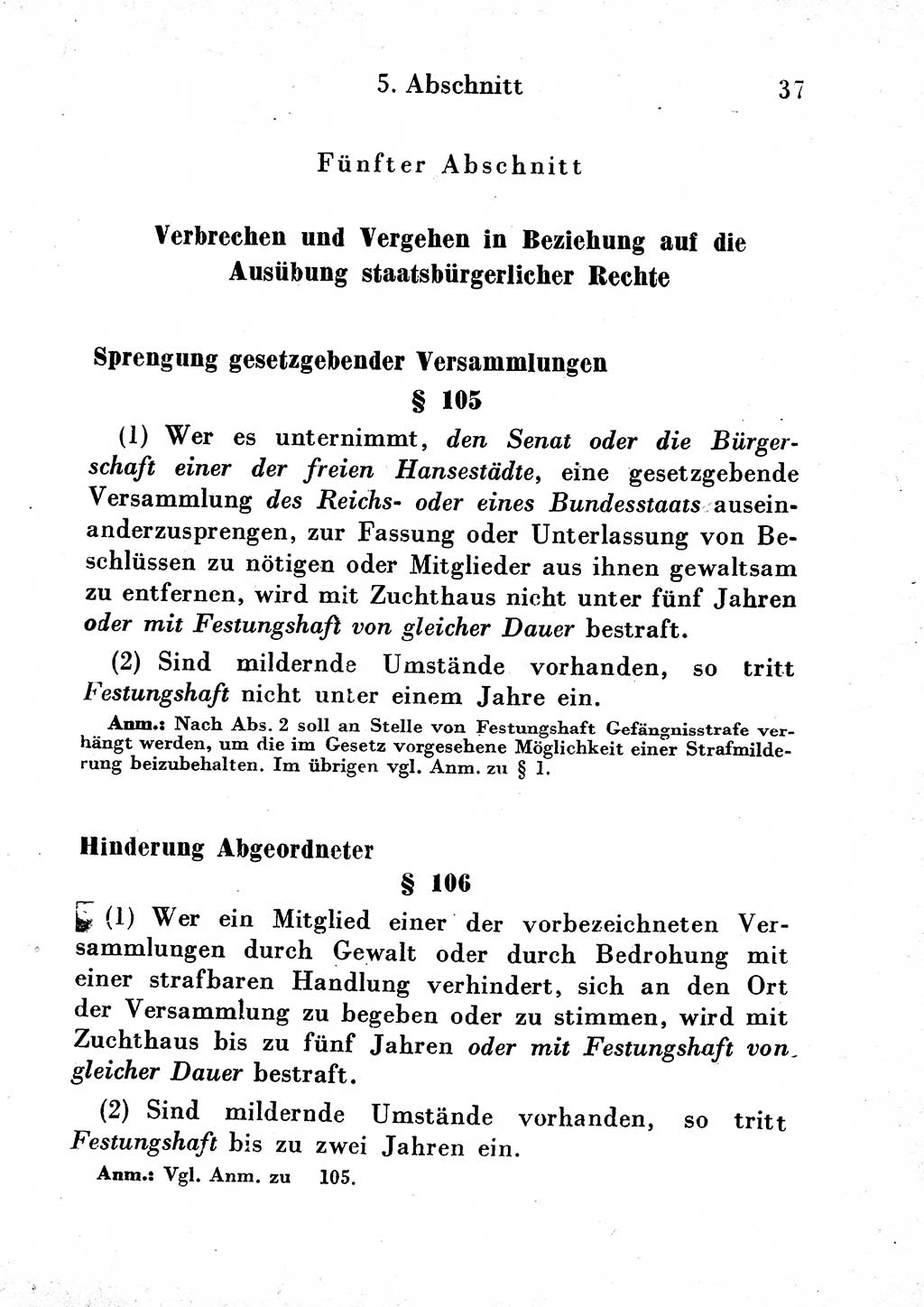 Strafgesetzbuch (StGB) und andere Strafgesetze [Deutsche Demokratische Republik (DDR)] 1954, Seite 37 (StGB Strafges. DDR 1954, S. 37)