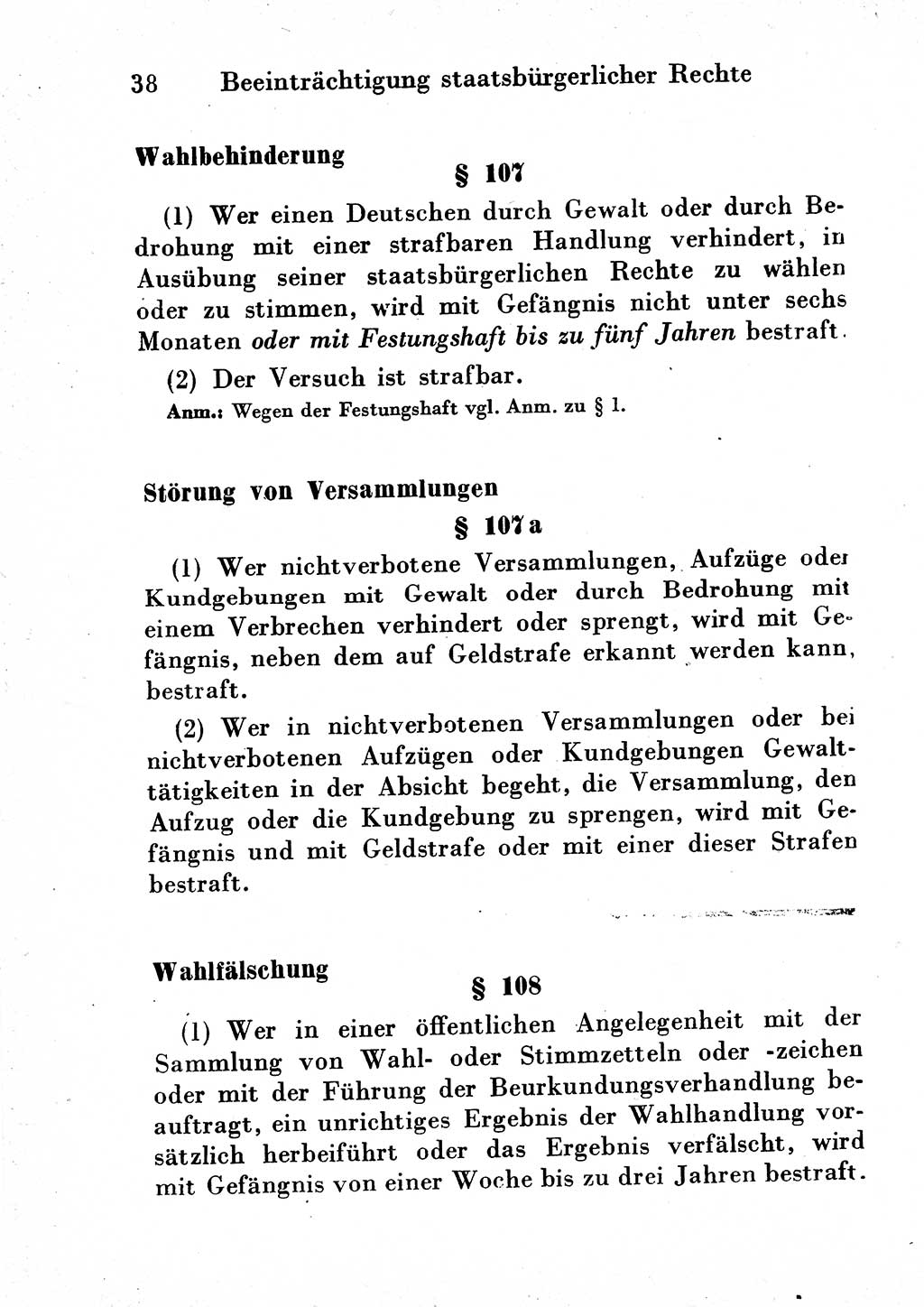 Strafgesetzbuch (StGB) und andere Strafgesetze [Deutsche Demokratische Republik (DDR)] 1954, Seite 38 (StGB Strafges. DDR 1954, S. 38)