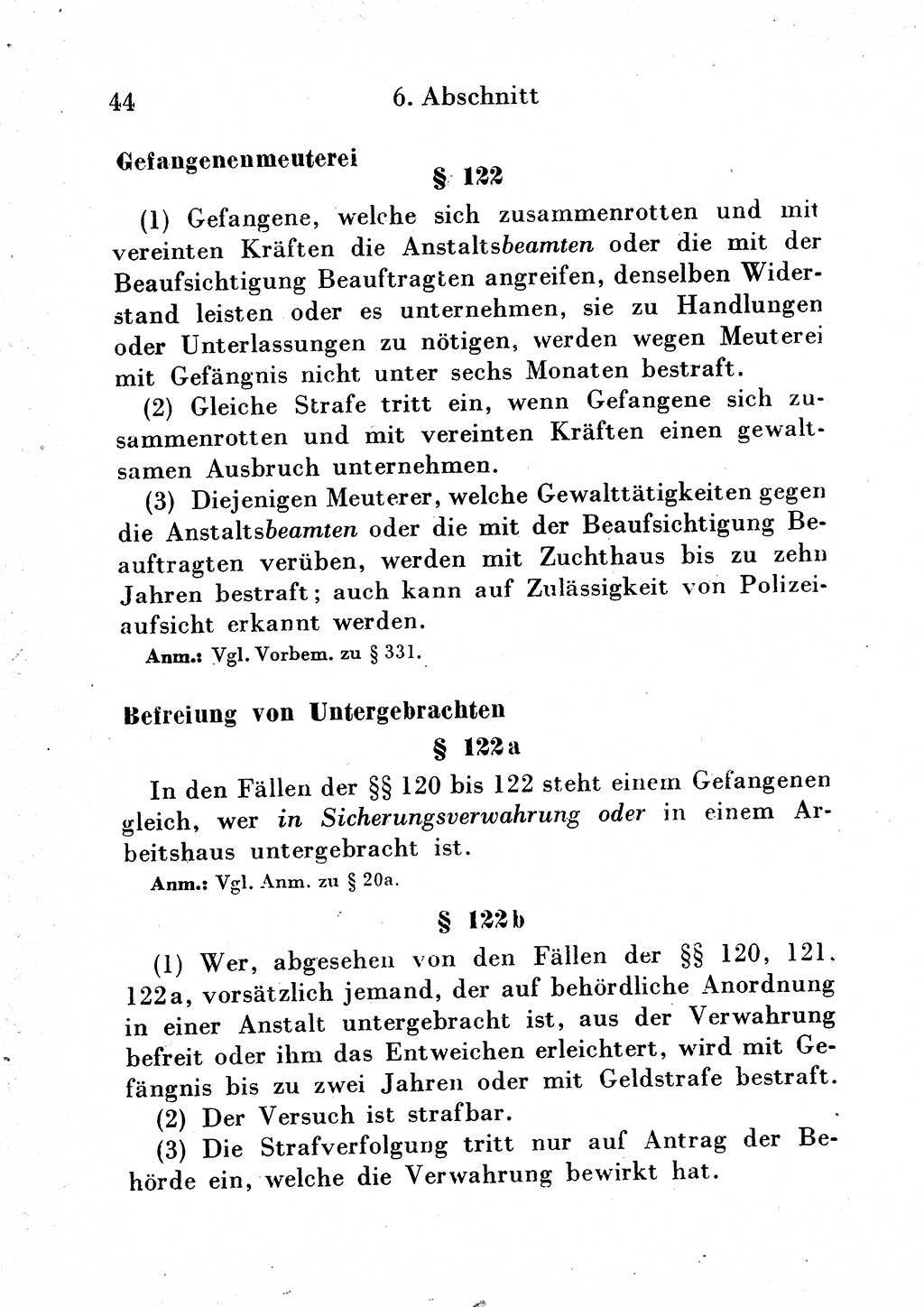 Strafgesetzbuch (StGB) und andere Strafgesetze [Deutsche Demokratische Republik (DDR)] 1954, Seite 44 (StGB Strafges. DDR 1954, S. 44)