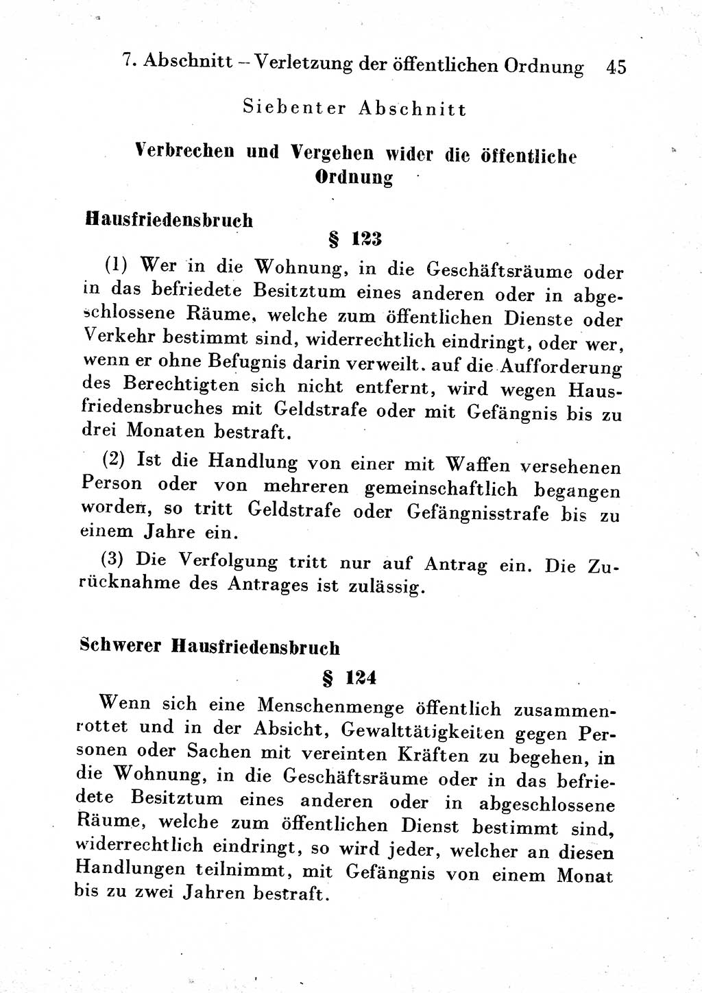 Strafgesetzbuch (StGB) und andere Strafgesetze [Deutsche Demokratische Republik (DDR)] 1954, Seite 45 (StGB Strafges. DDR 1954, S. 45)