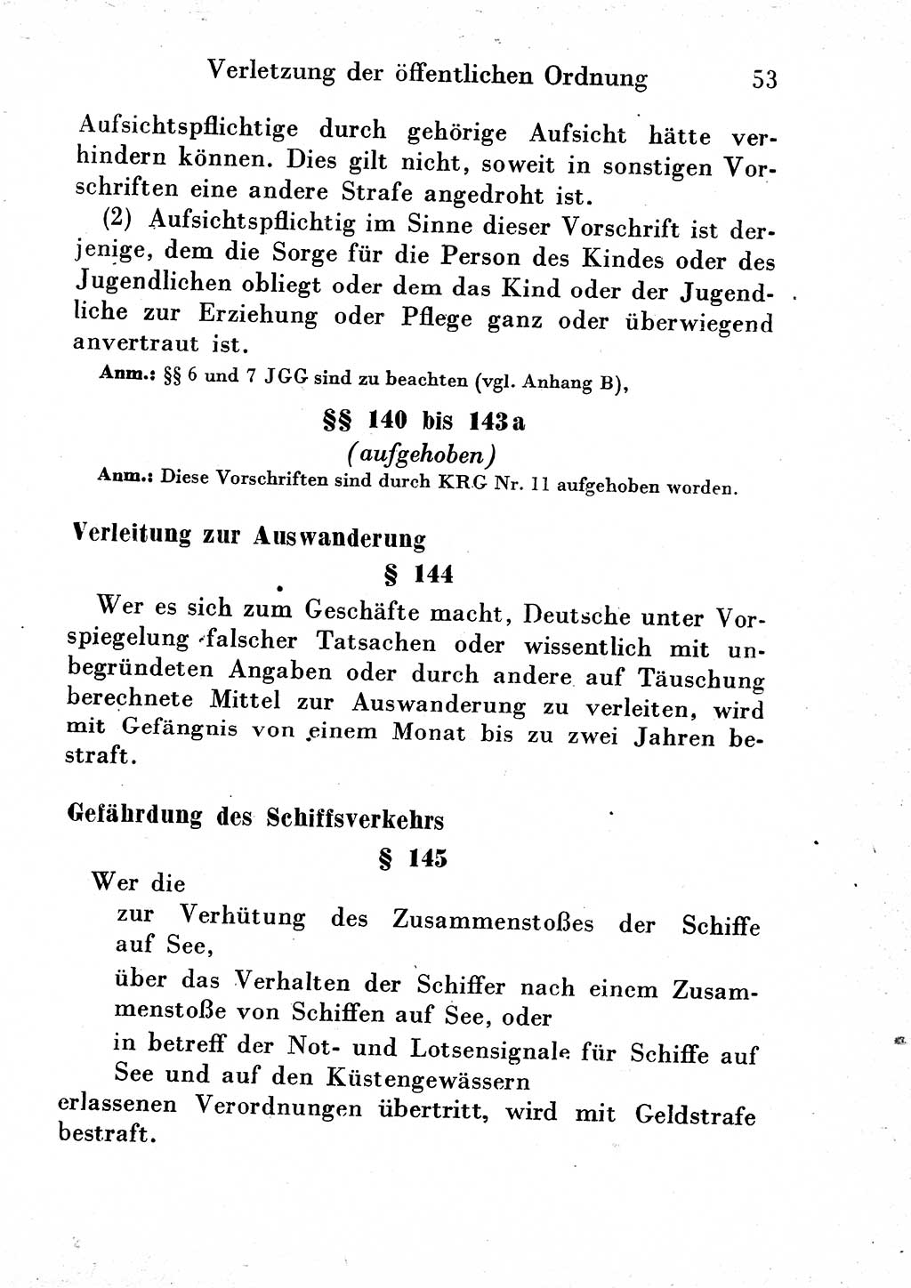 Strafgesetzbuch (StGB) und andere Strafgesetze [Deutsche Demokratische Republik (DDR)] 1954, Seite 53 (StGB Strafges. DDR 1954, S. 53)