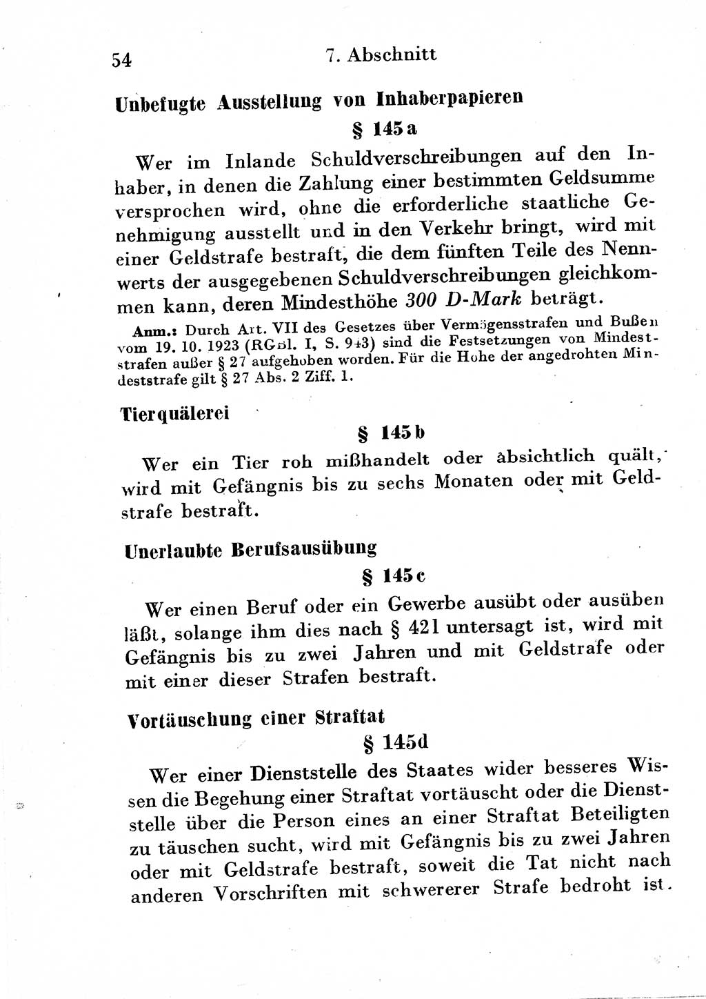 Strafgesetzbuch (StGB) und andere Strafgesetze [Deutsche Demokratische Republik (DDR)] 1954, Seite 54 (StGB Strafges. DDR 1954, S. 54)