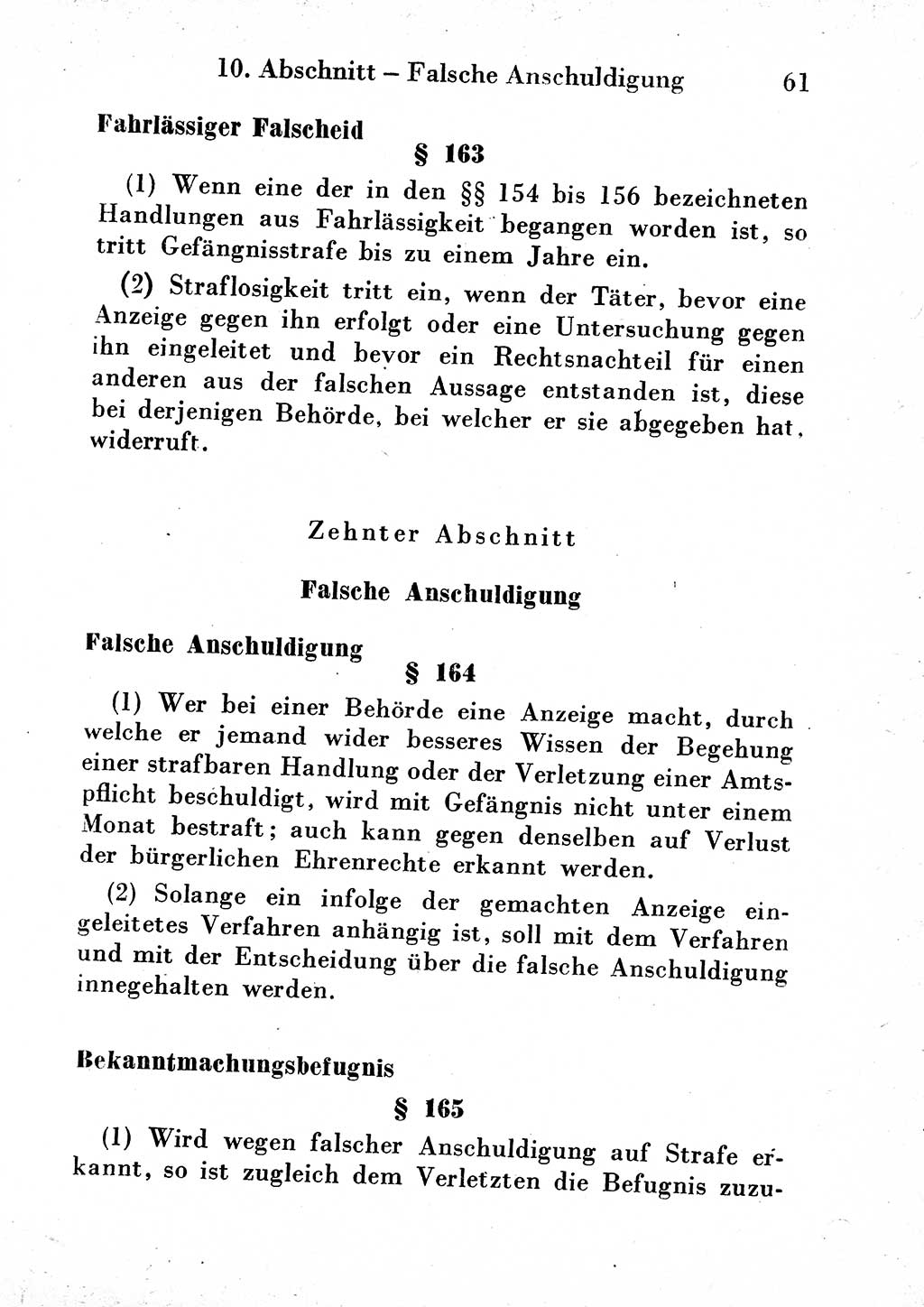Strafgesetzbuch (StGB) und andere Strafgesetze [Deutsche Demokratische Republik (DDR)] 1954, Seite 61 (StGB Strafges. DDR 1954, S. 61)