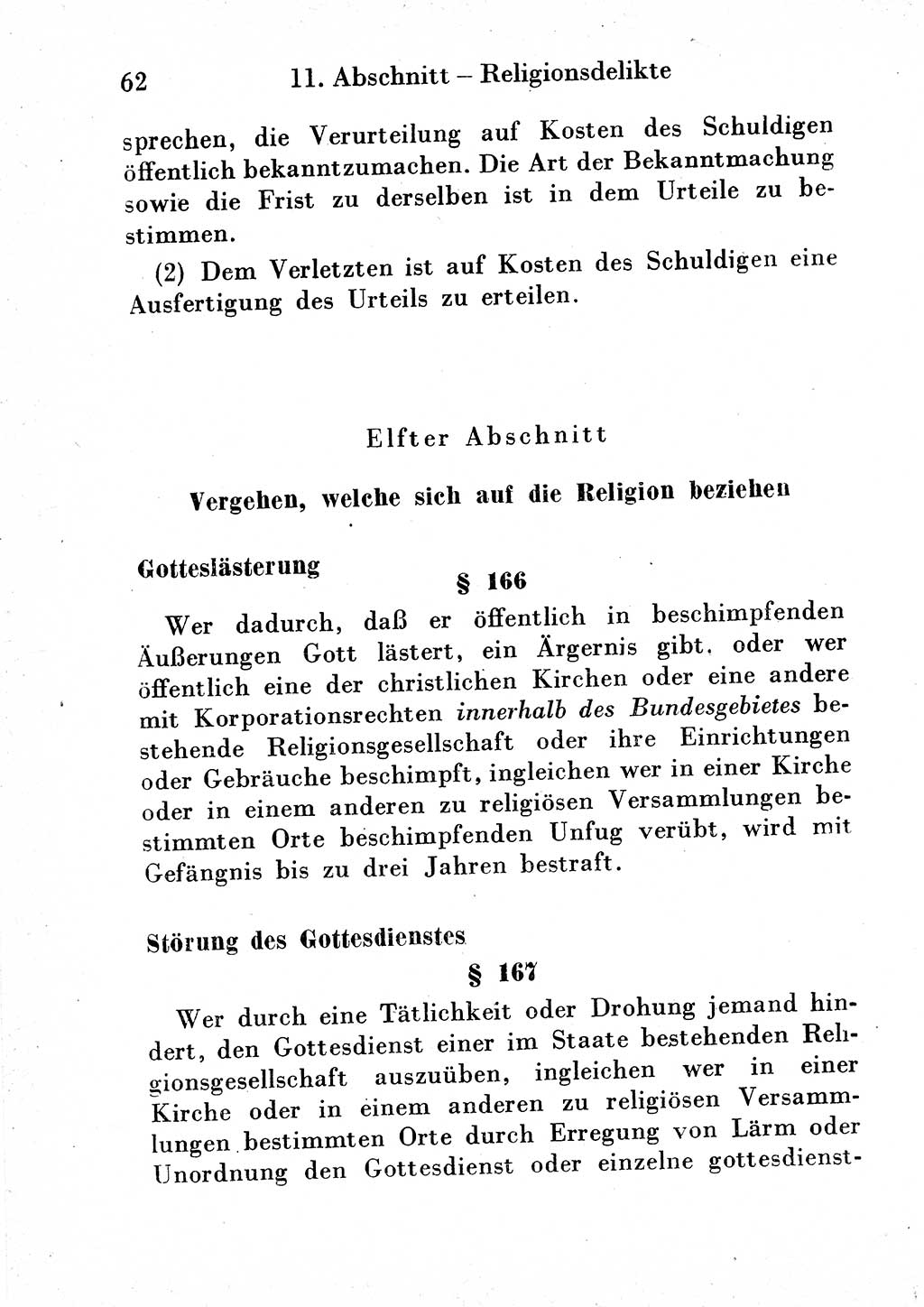 Strafgesetzbuch (StGB) und andere Strafgesetze [Deutsche Demokratische Republik (DDR)] 1954, Seite 62 (StGB Strafges. DDR 1954, S. 62)