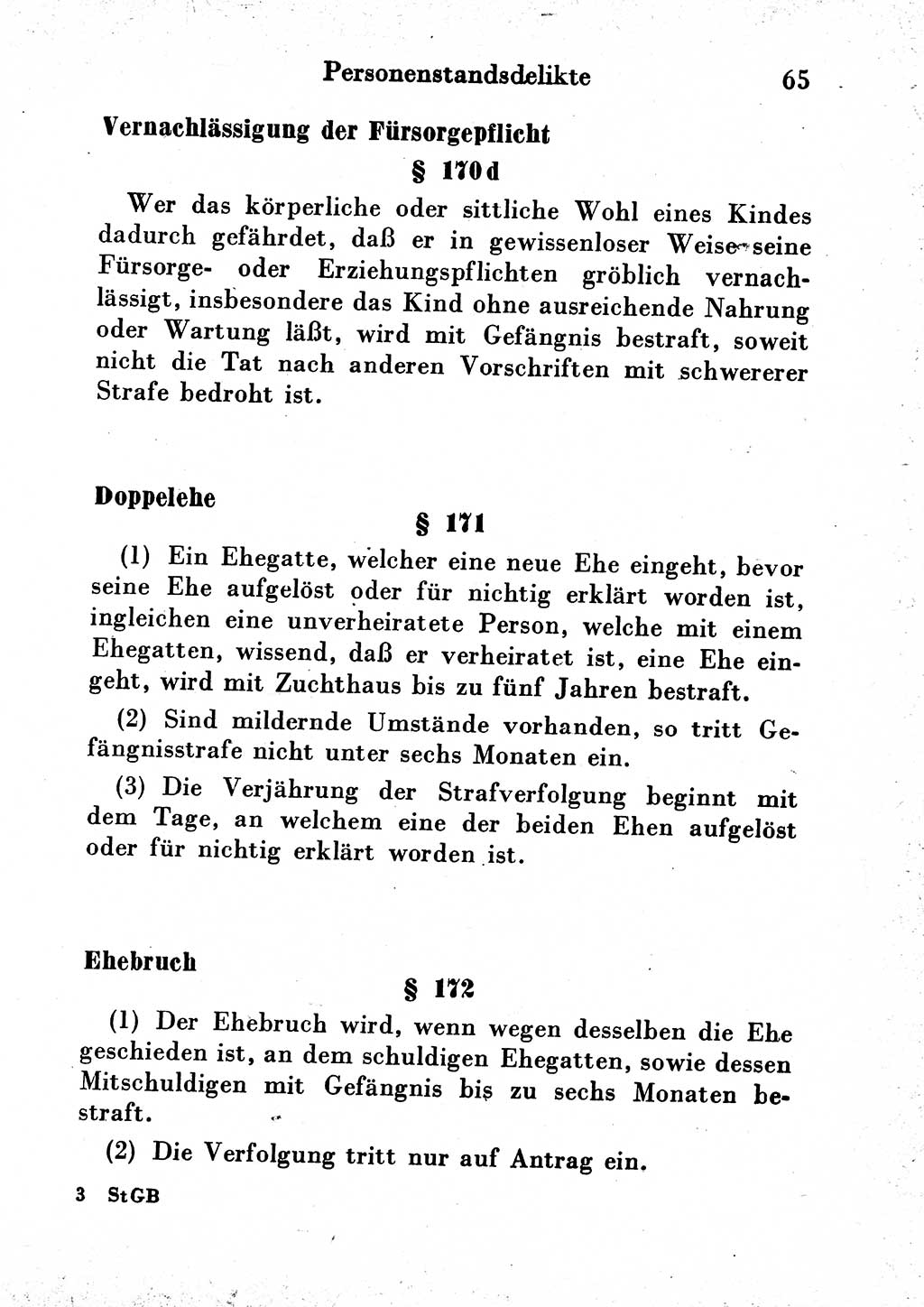 Strafgesetzbuch (StGB) und andere Strafgesetze [Deutsche Demokratische Republik (DDR)] 1954, Seite 65 (StGB Strafges. DDR 1954, S. 65)