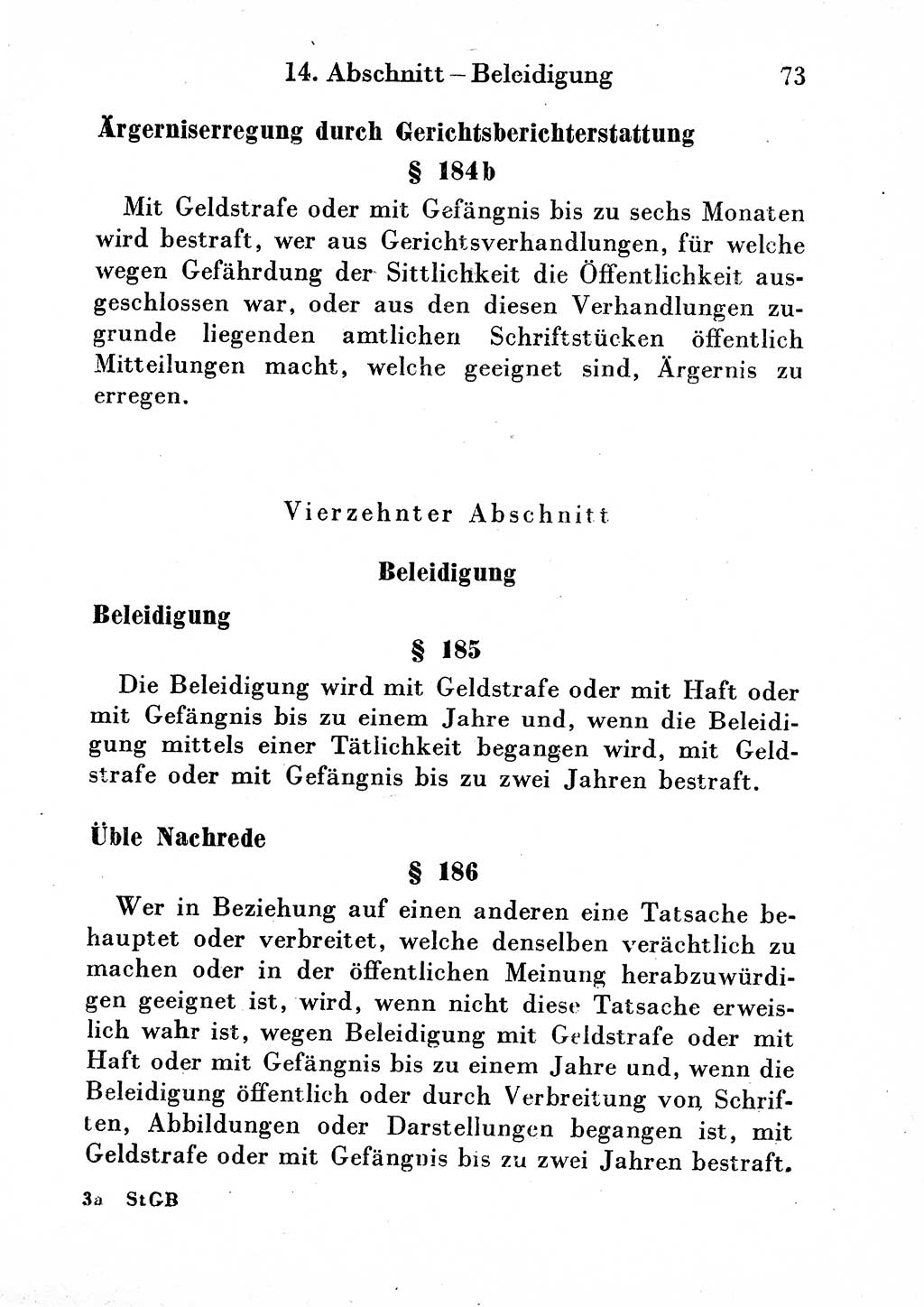 Strafgesetzbuch (StGB) und andere Strafgesetze [Deutsche Demokratische Republik (DDR)] 1954, Seite 73 (StGB Strafges. DDR 1954, S. 73)