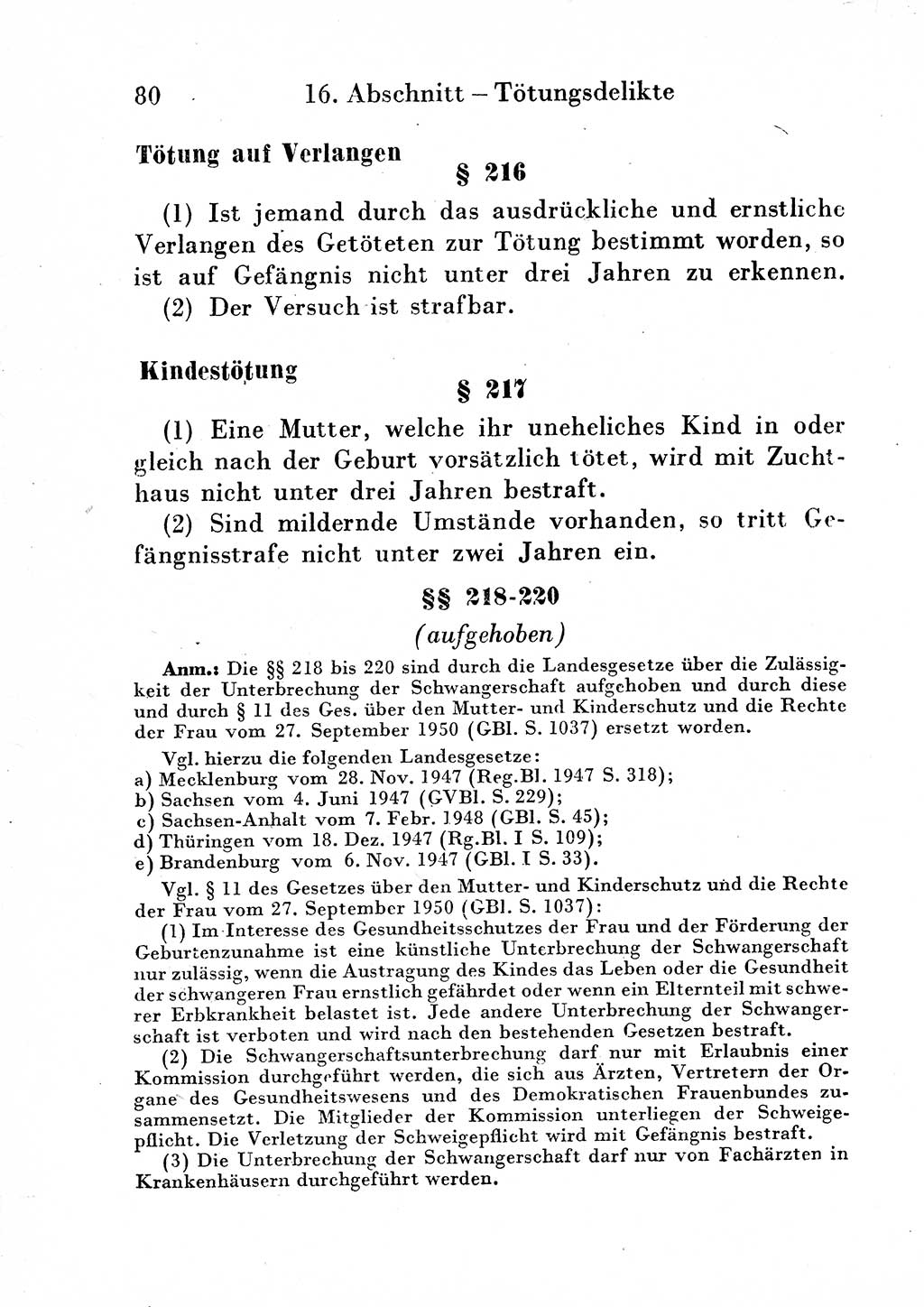 Strafgesetzbuch (StGB) und andere Strafgesetze [Deutsche Demokratische Republik (DDR)] 1954, Seite 80 (StGB Strafges. DDR 1954, S. 80)
