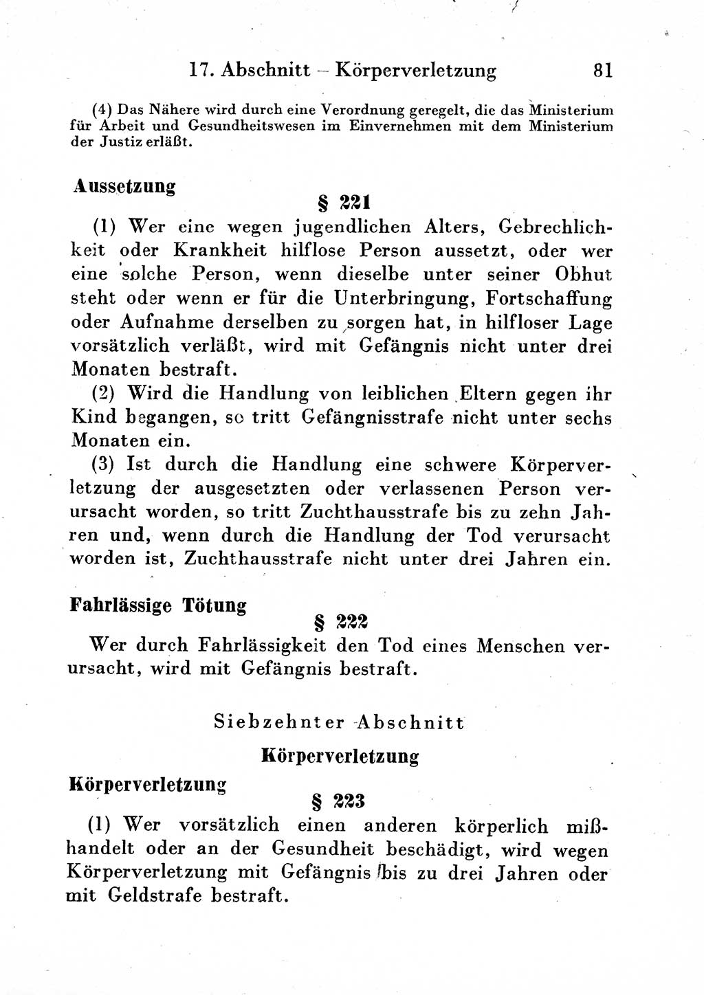 Strafgesetzbuch (StGB) und andere Strafgesetze [Deutsche Demokratische Republik (DDR)] 1954, Seite 81 (StGB Strafges. DDR 1954, S. 81)