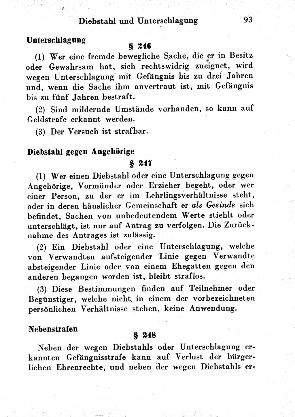 Strafgesetzbuch (StGB) und andere Strafgesetze [Deutsche Demokratische Republik (DDR)] 1954, Seite 93 (StGB Strafges. DDR 1954, S. 93)