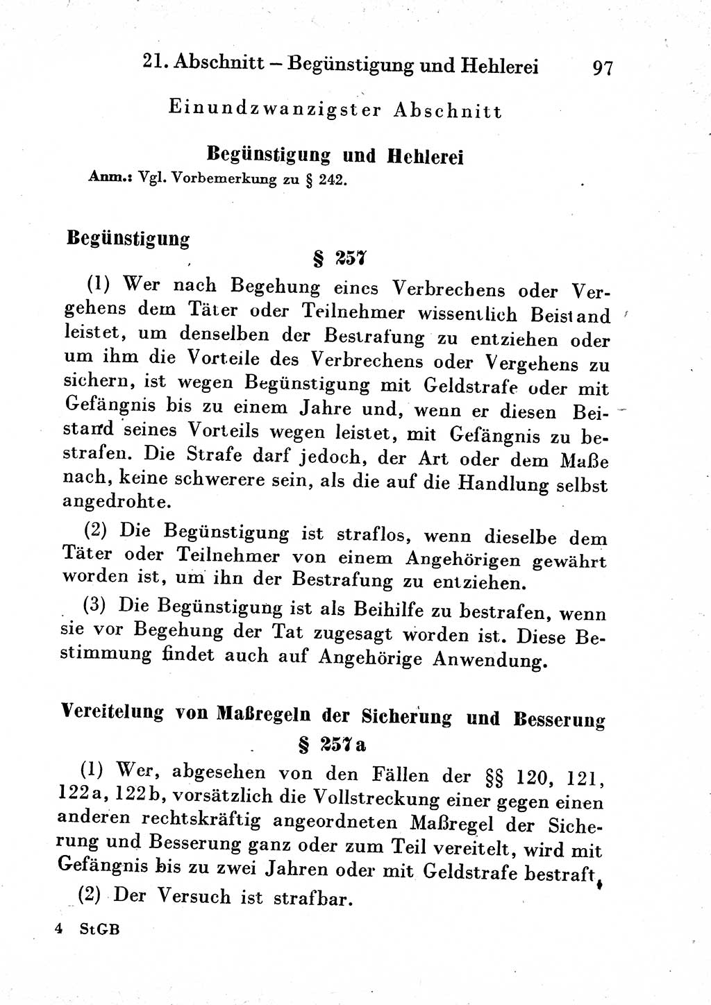 Strafgesetzbuch (StGB) und andere Strafgesetze [Deutsche Demokratische Republik (DDR)] 1954, Seite 97 (StGB Strafges. DDR 1954, S. 97)