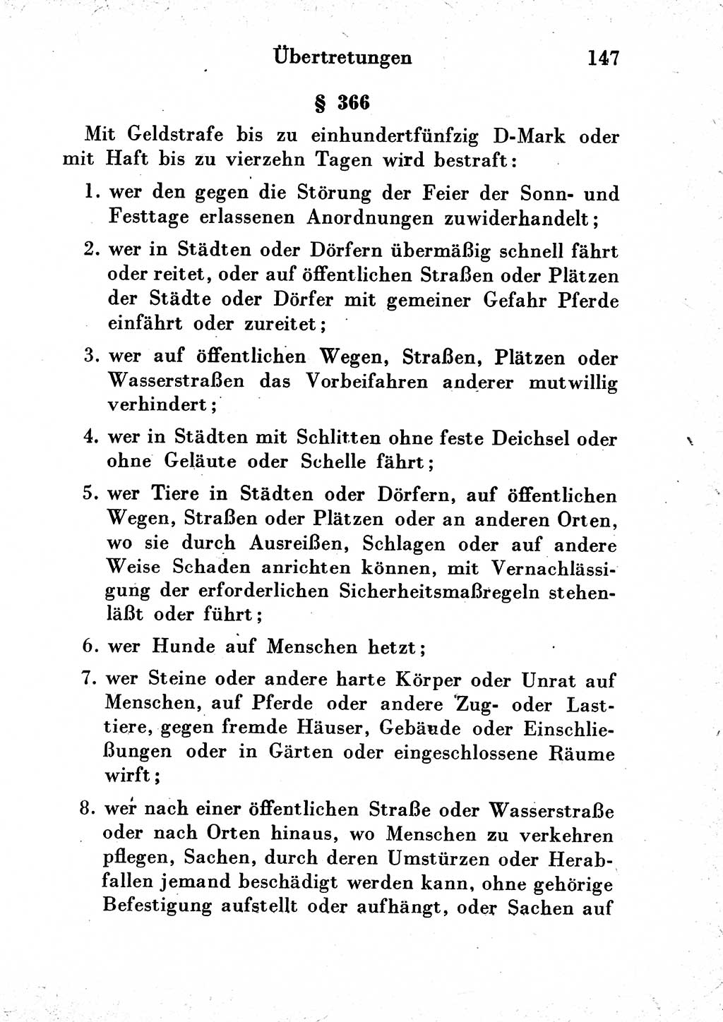Strafgesetzbuch (StGB) und andere Strafgesetze [Deutsche Demokratische Republik (DDR)] 1954, Seite 147 (StGB Strafges. DDR 1954, S. 147)