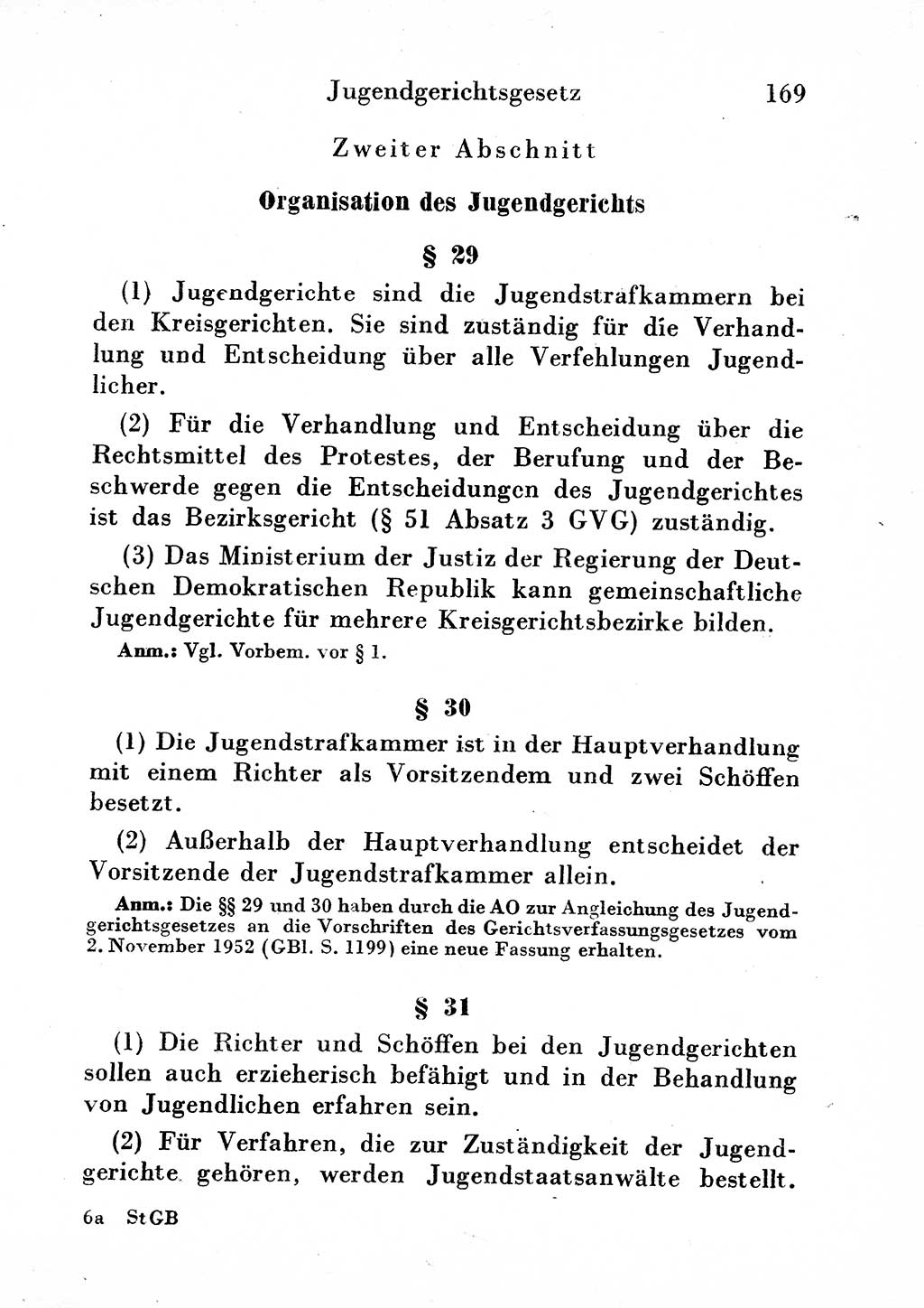 Strafgesetzbuch (StGB) und andere Strafgesetze [Deutsche Demokratische Republik (DDR)] 1954, Seite 169 (StGB Strafges. DDR 1954, S. 169)