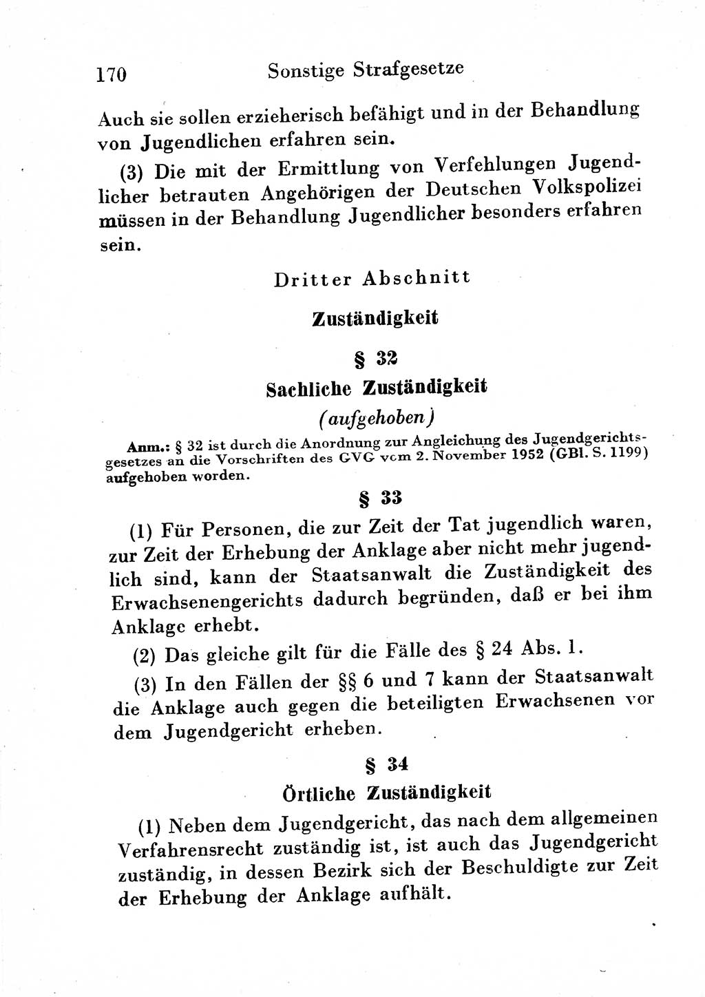 Strafgesetzbuch (StGB) und andere Strafgesetze [Deutsche Demokratische Republik (DDR)] 1954, Seite 170 (StGB Strafges. DDR 1954, S. 170)