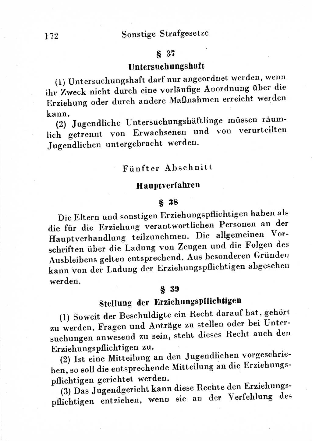 Strafgesetzbuch (StGB) und andere Strafgesetze [Deutsche Demokratische Republik (DDR)] 1954, Seite 172 (StGB Strafges. DDR 1954, S. 172)