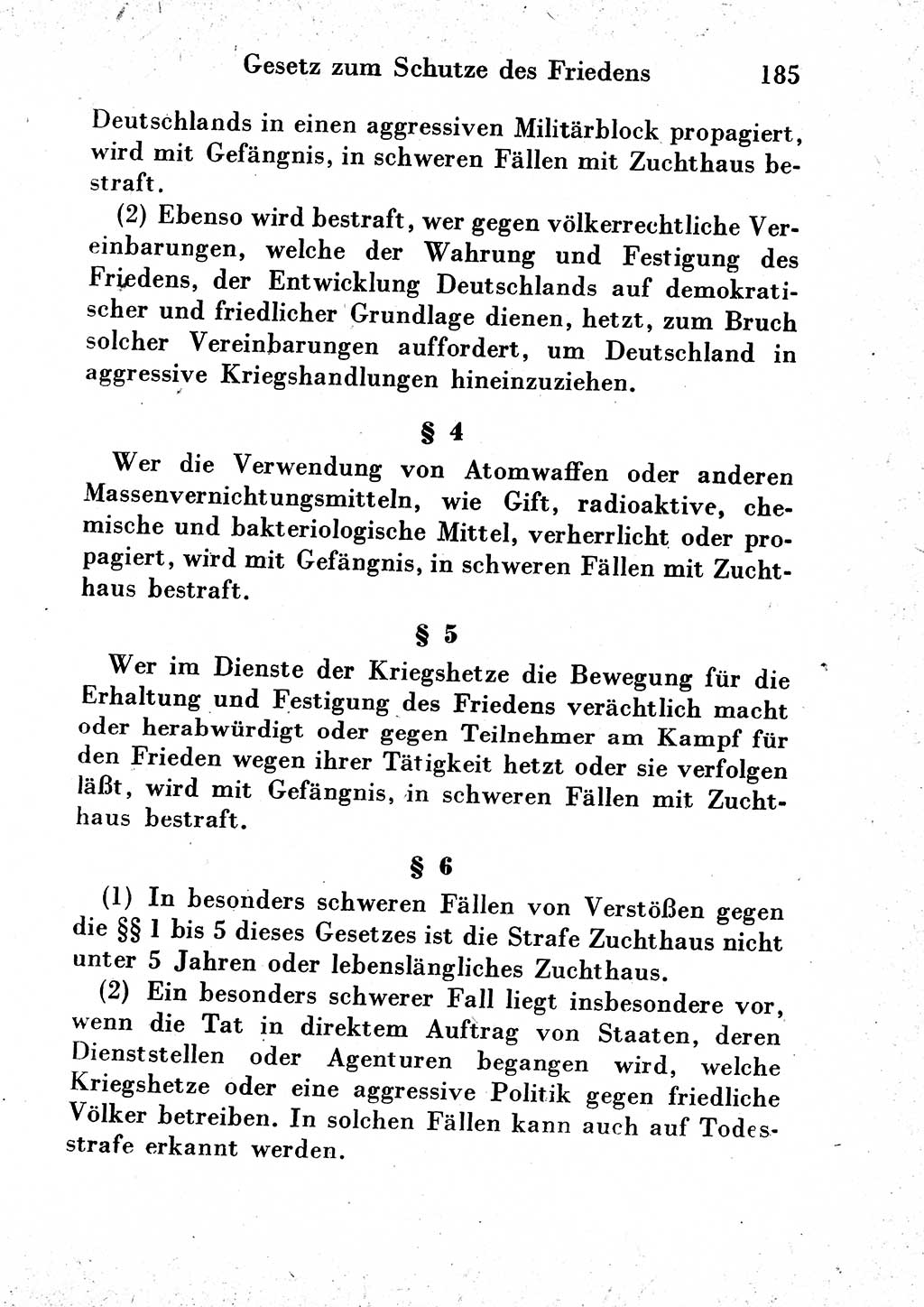 Strafgesetzbuch (StGB) und andere Strafgesetze [Deutsche Demokratische Republik (DDR)] 1954, Seite 185 (StGB Strafges. DDR 1954, S. 185)