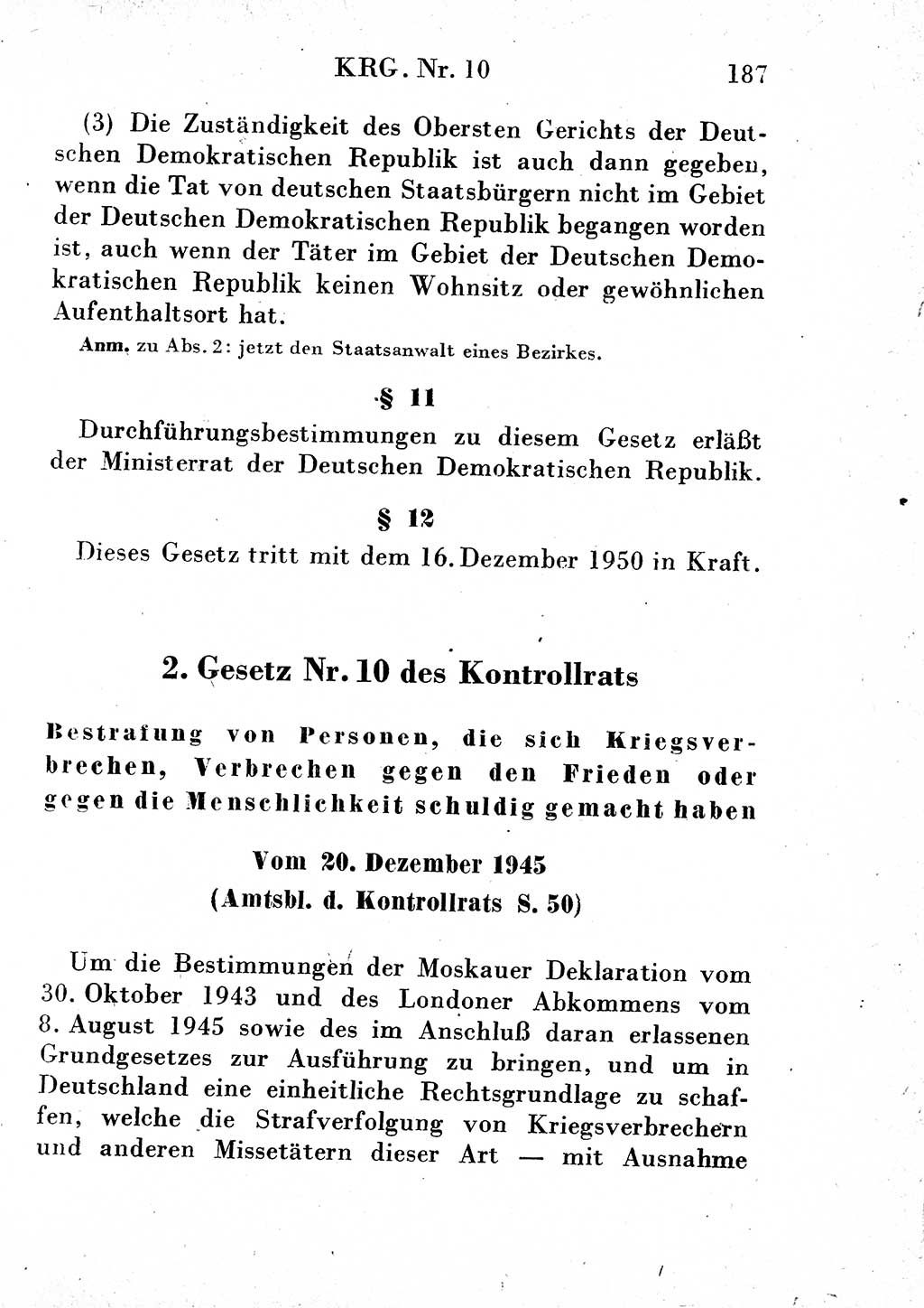 Strafgesetzbuch (StGB) und andere Strafgesetze [Deutsche Demokratische Republik (DDR)] 1954, Seite 187 (StGB Strafges. DDR 1954, S. 187)