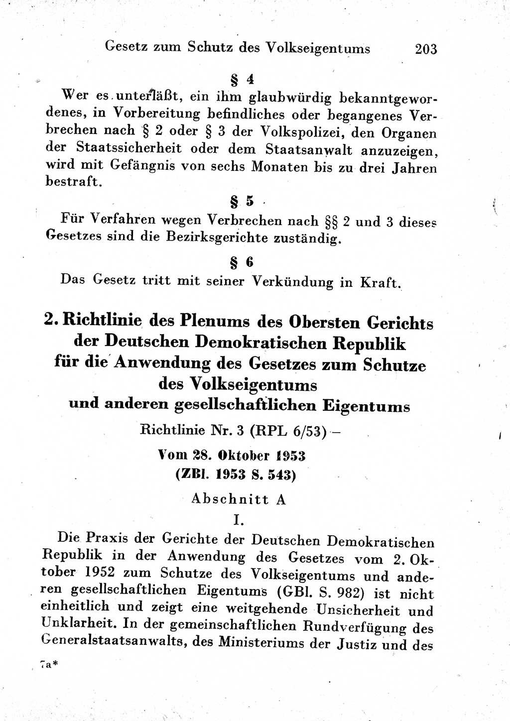 Strafgesetzbuch (StGB) und andere Strafgesetze [Deutsche Demokratische Republik (DDR)] 1954, Seite 203 (StGB Strafges. DDR 1954, S. 203)