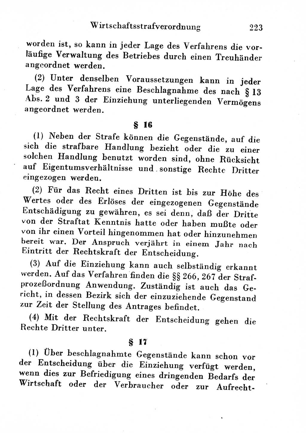 Strafgesetzbuch (StGB) und andere Strafgesetze [Deutsche Demokratische Republik (DDR)] 1954, Seite 223 (StGB Strafges. DDR 1954, S. 223)