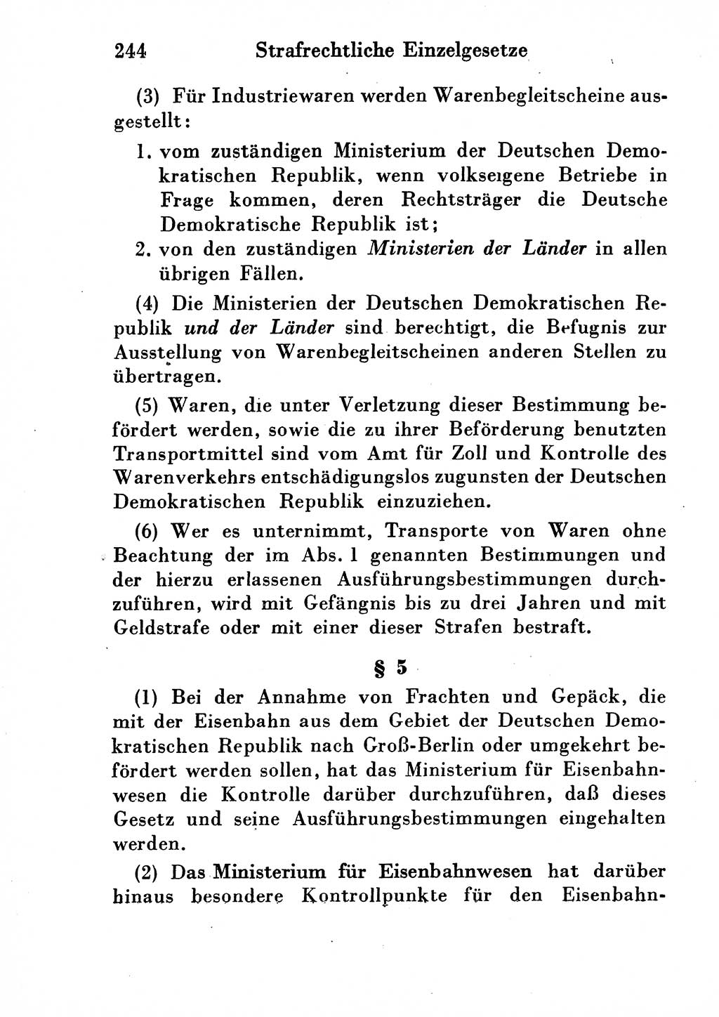 Strafgesetzbuch (StGB) und andere Strafgesetze [Deutsche Demokratische Republik (DDR)] 1954, Seite 244 (StGB Strafges. DDR 1954, S. 244)