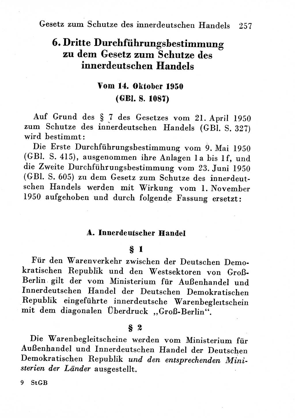 Strafgesetzbuch (StGB) und andere Strafgesetze [Deutsche Demokratische Republik (DDR)] 1954, Seite 257 (StGB Strafges. DDR 1954, S. 257)